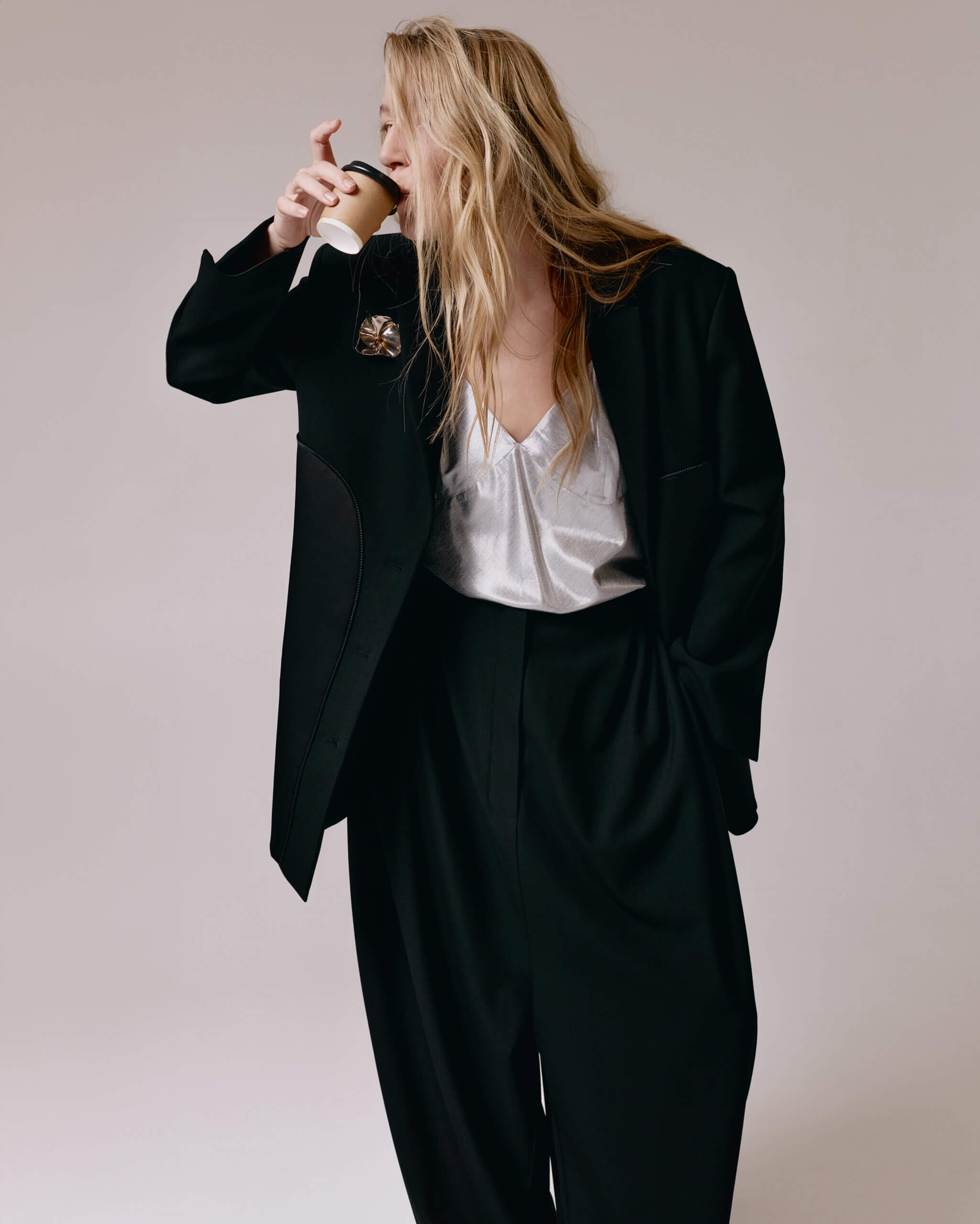 Black wide trousers