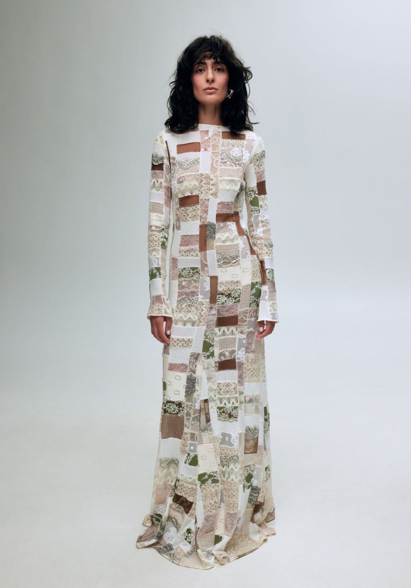 Patchwork lace maxi dress