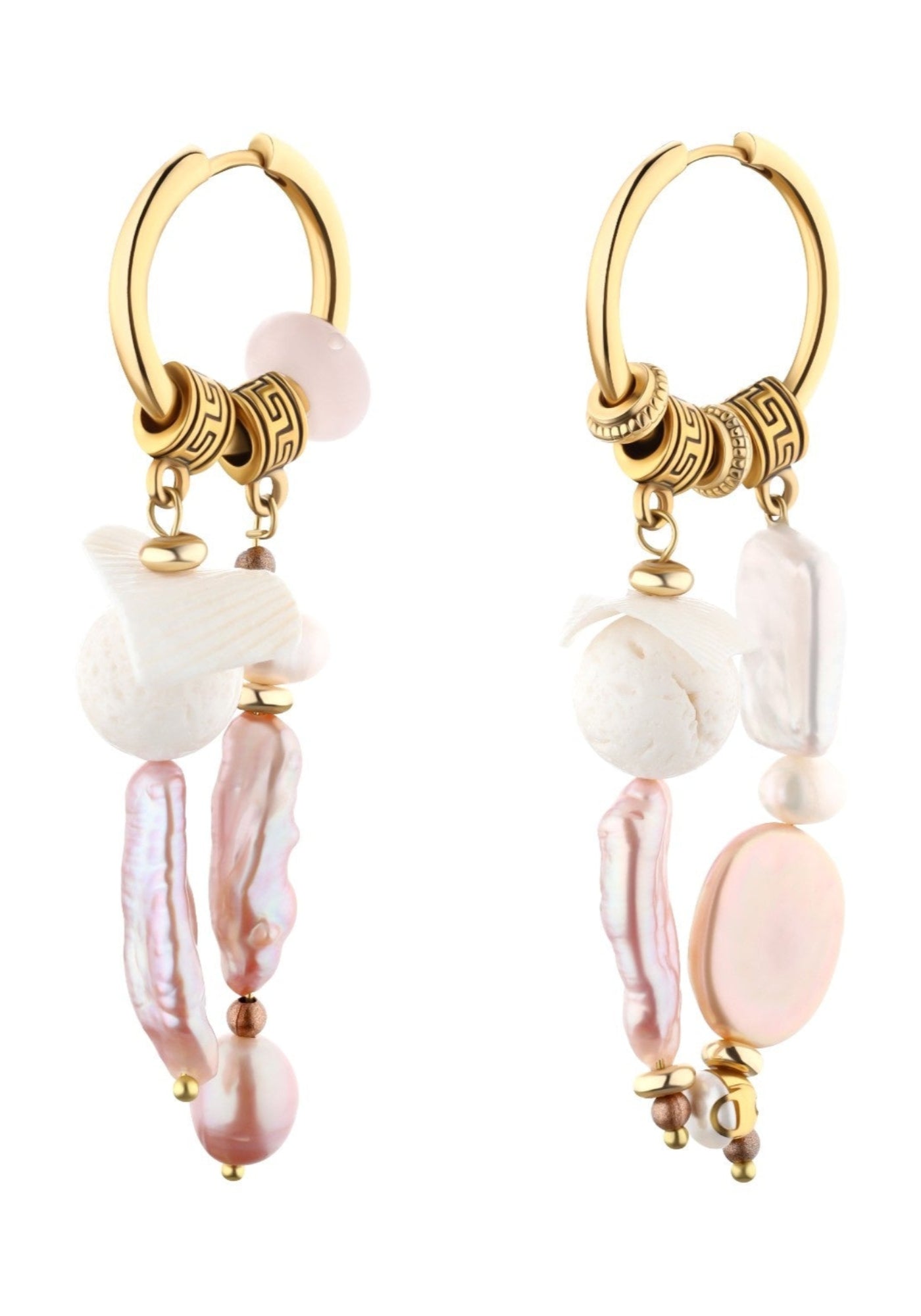 Golden earrings with 2 pendants