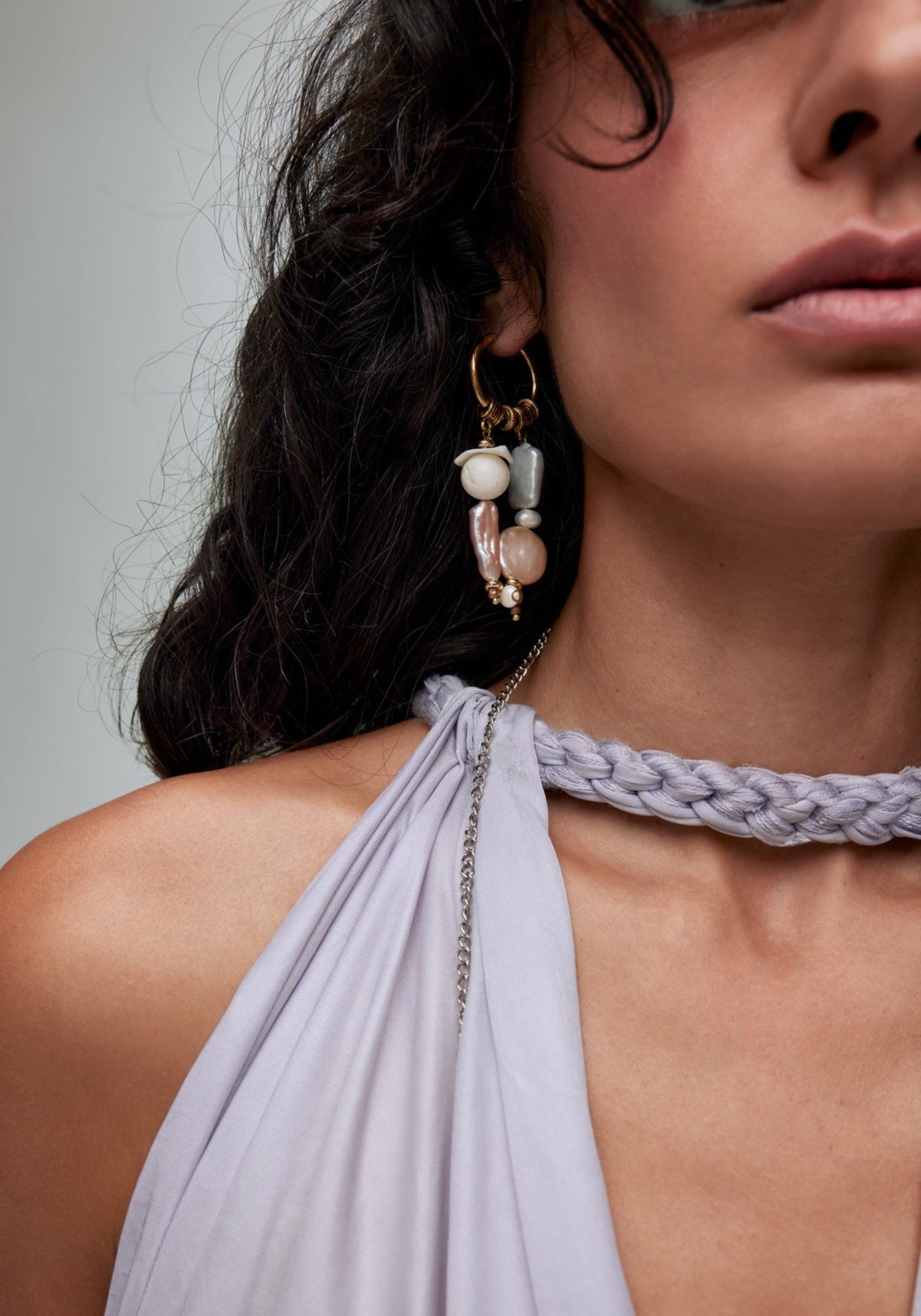 Golden earrings with 2 pendants