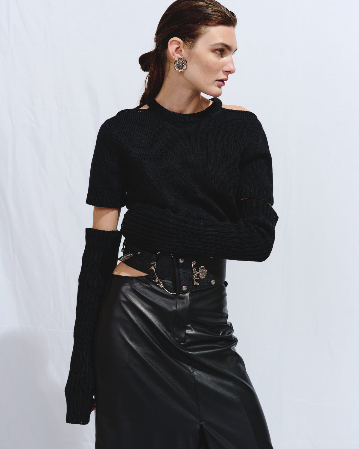 Black eco-leather skirt