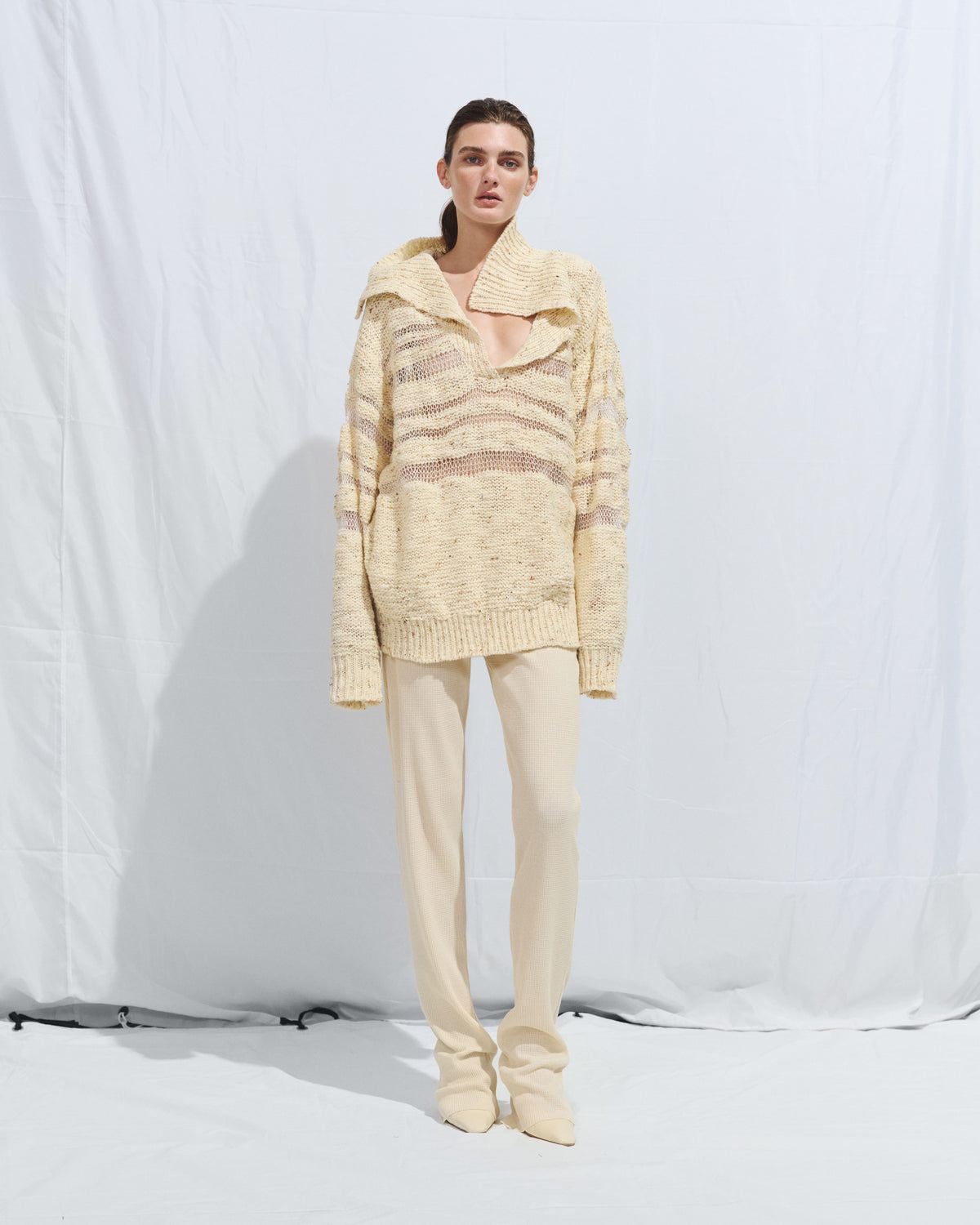 Cream hand-knitted sweater