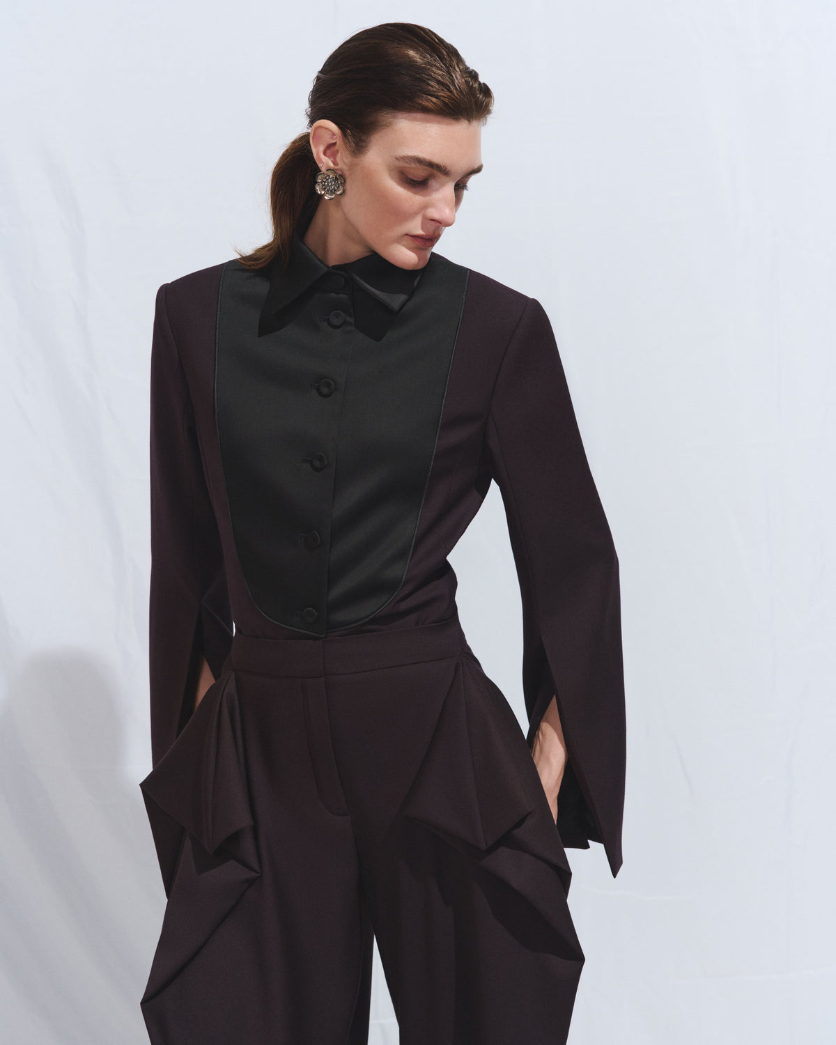 Aubergine jacket with shirtfront