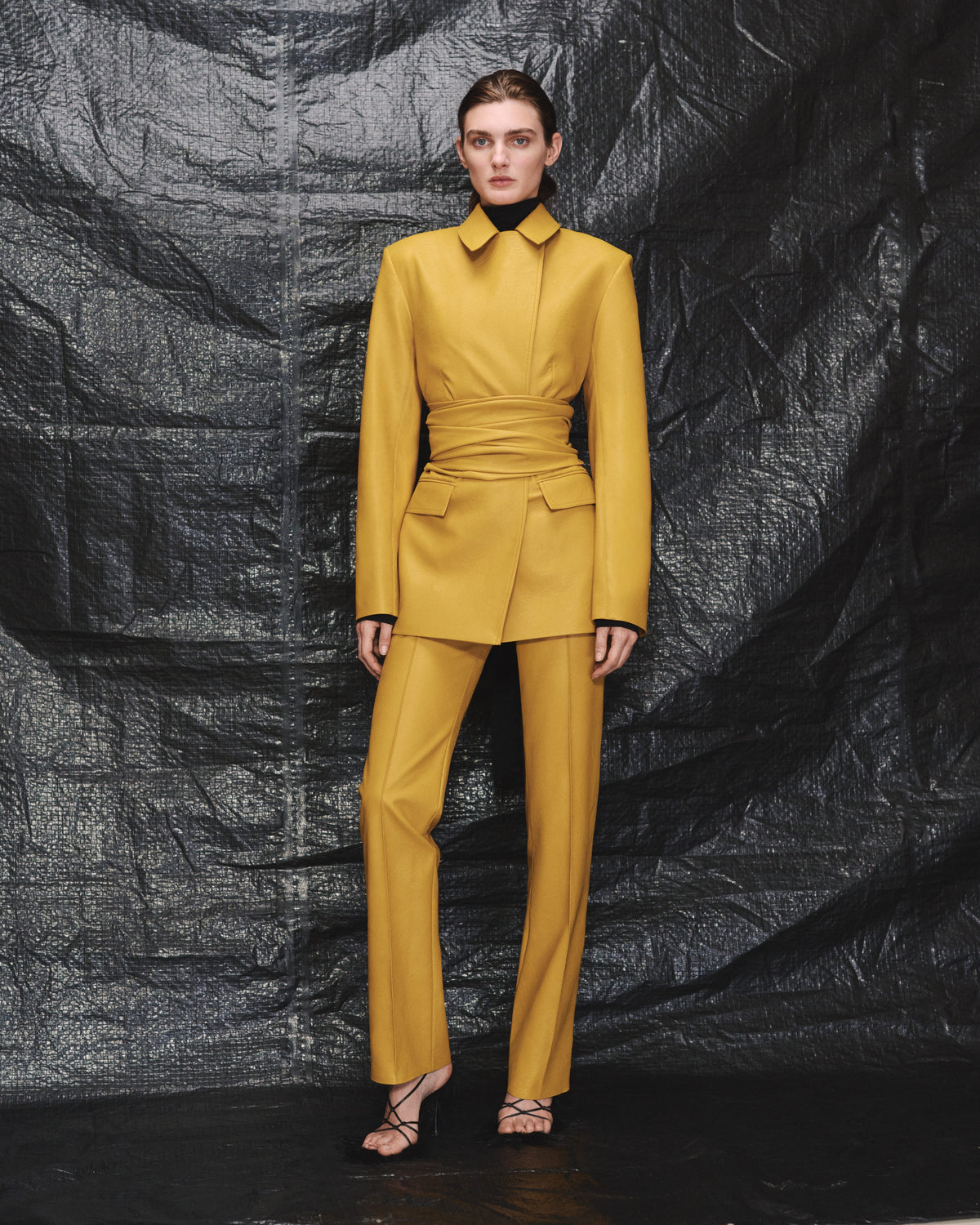 Yellow faux leather jacket