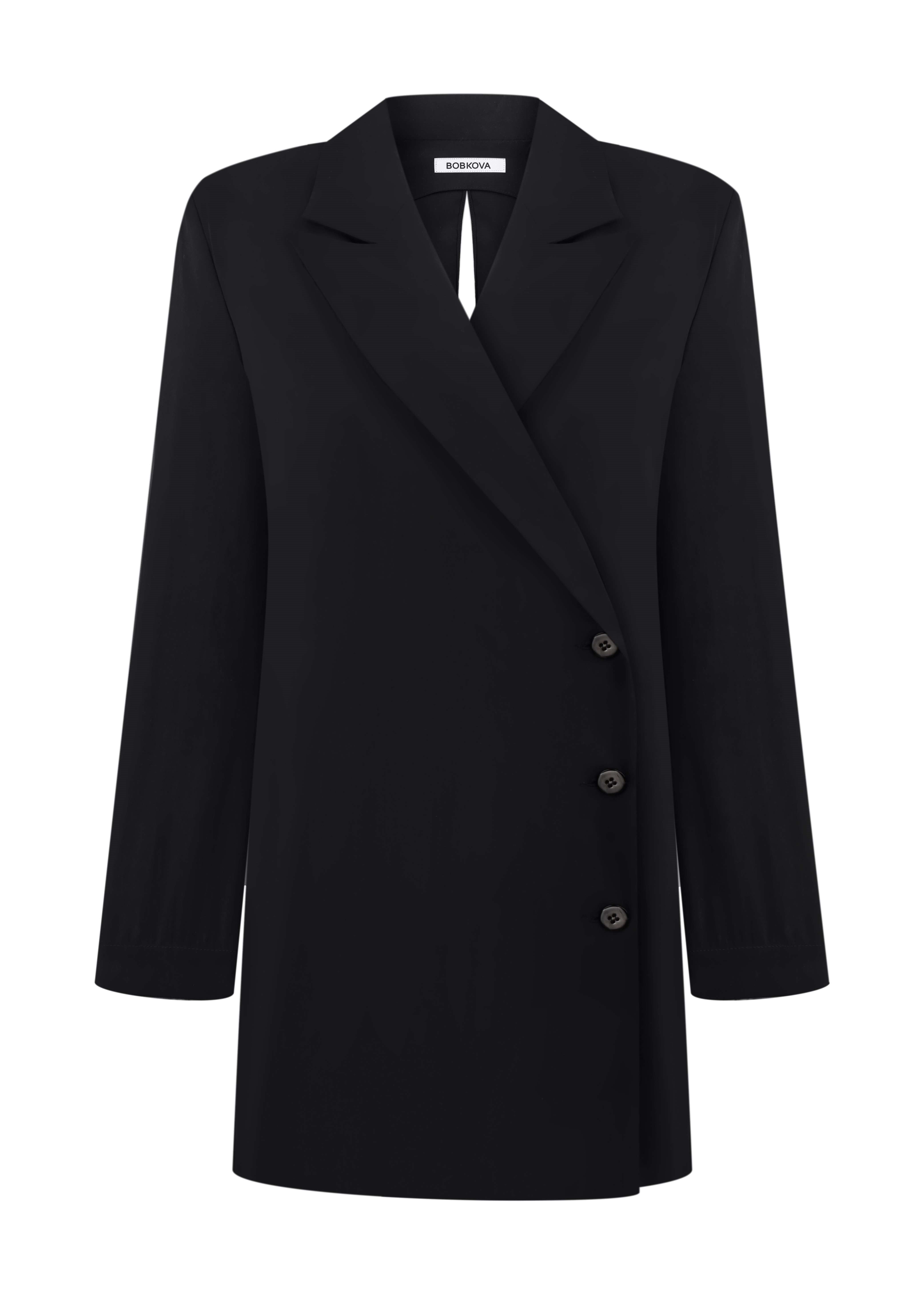 Black jacket dress with a back slit