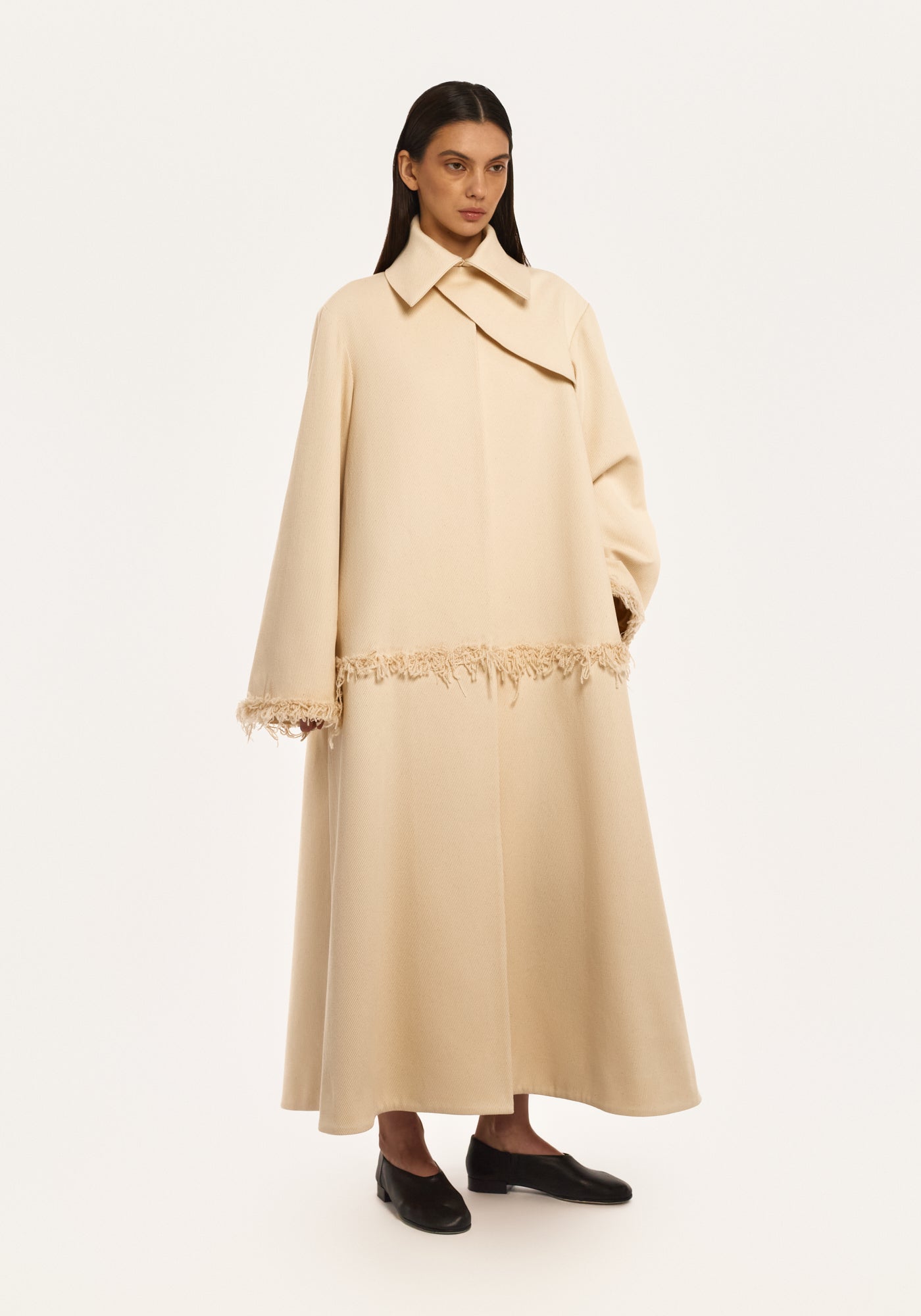 Cotton coat with craft embroidery