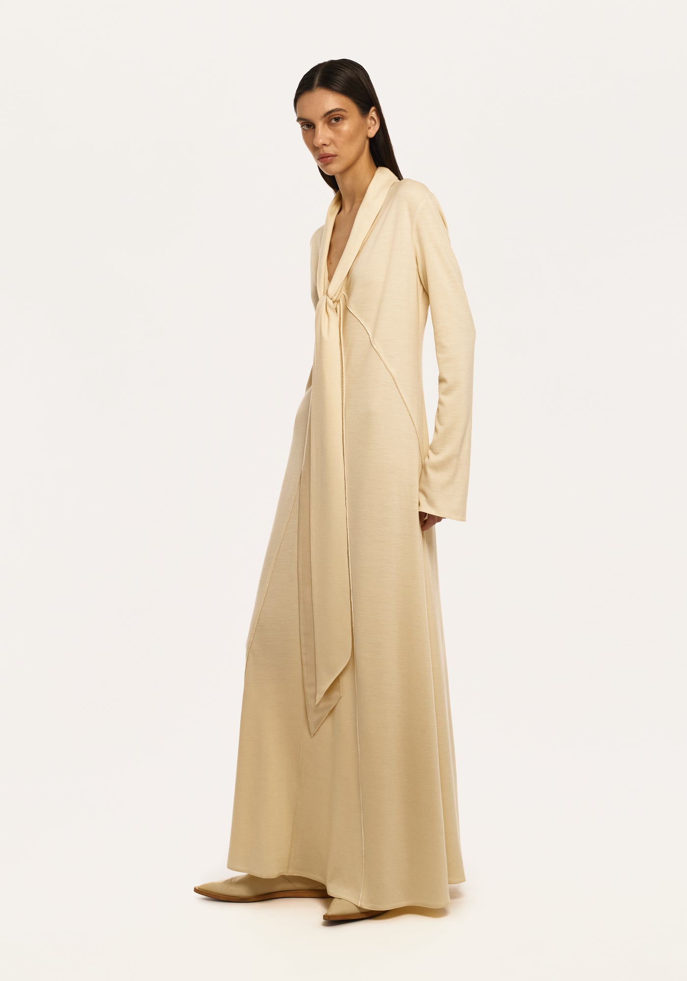 Vanilla knitted dress with silk