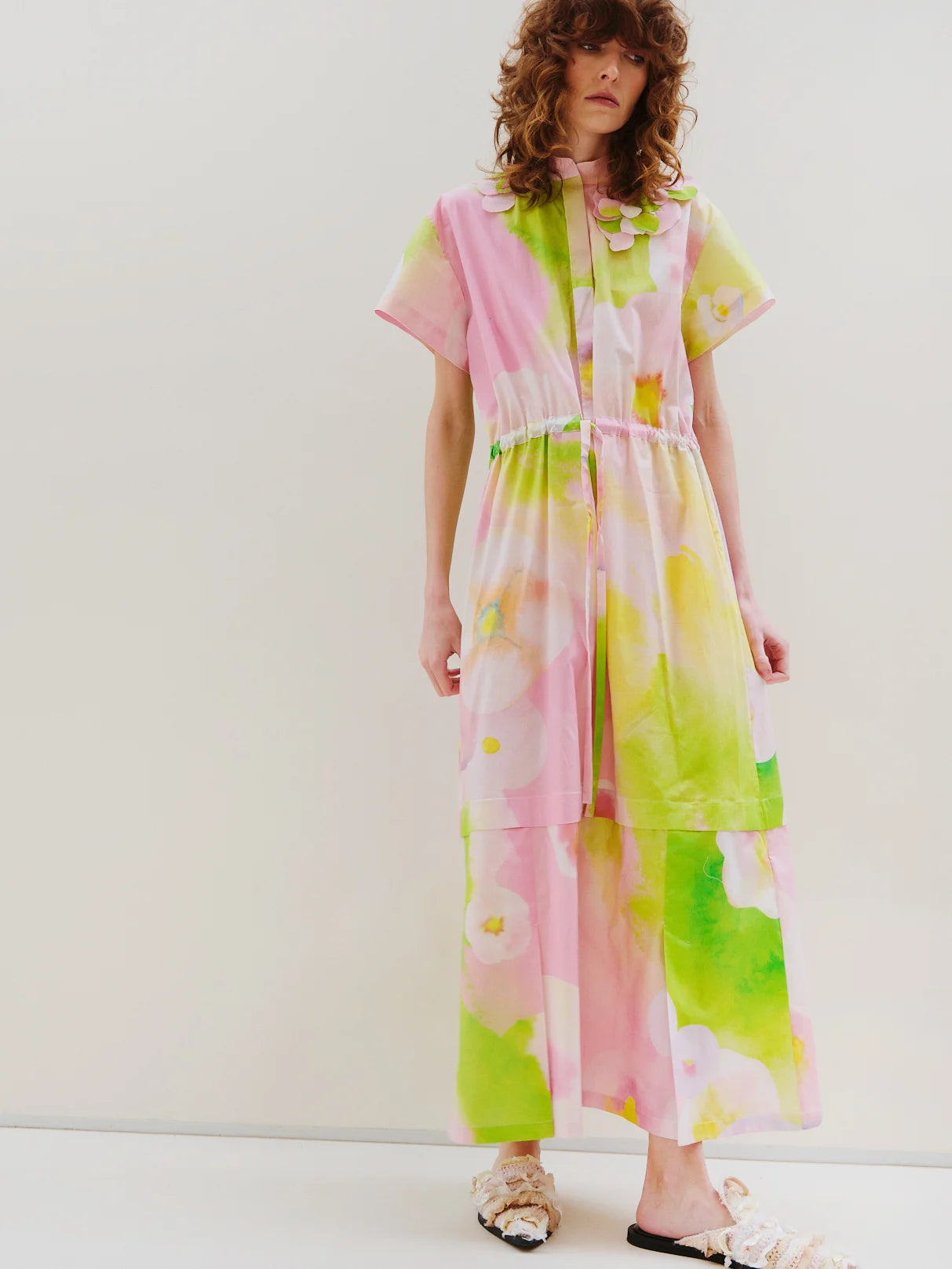 Flowerful cotton shirt-dress