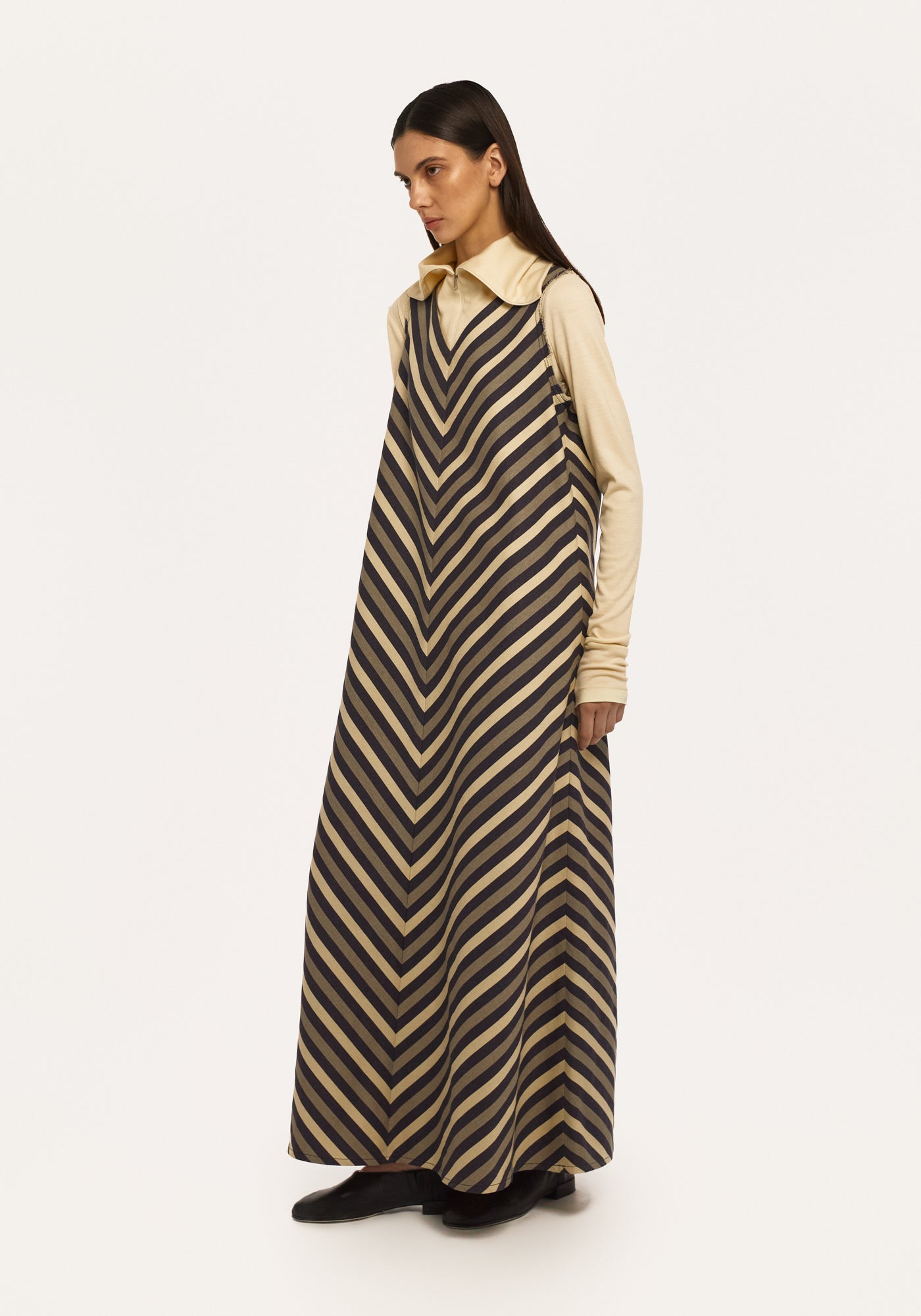 Striped jeans jumper-dress