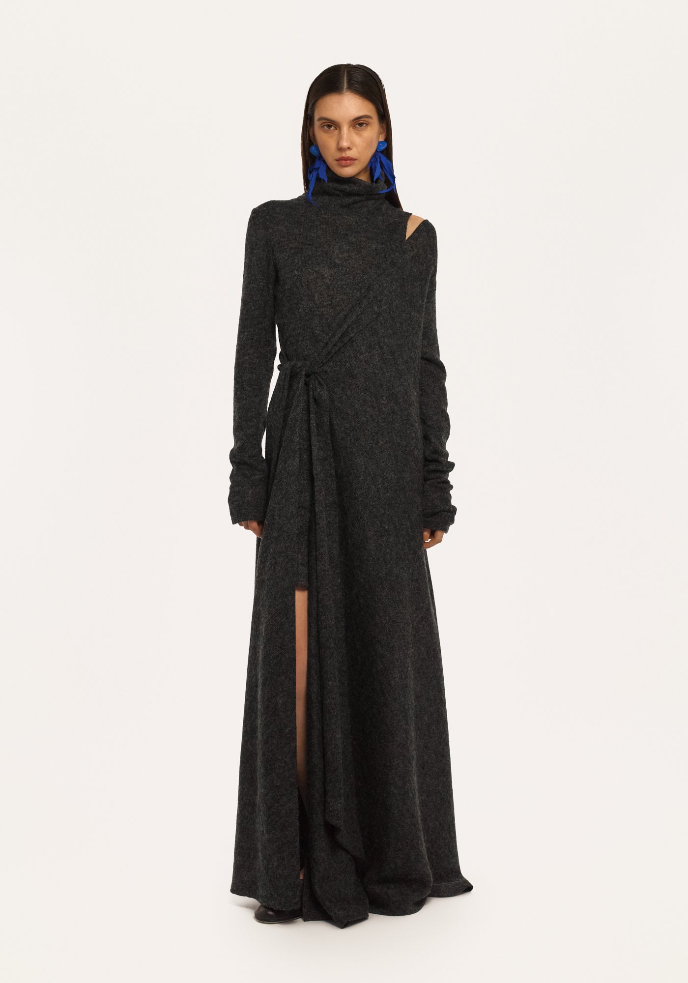 Knitted set – dress and long jumper in dark mohair