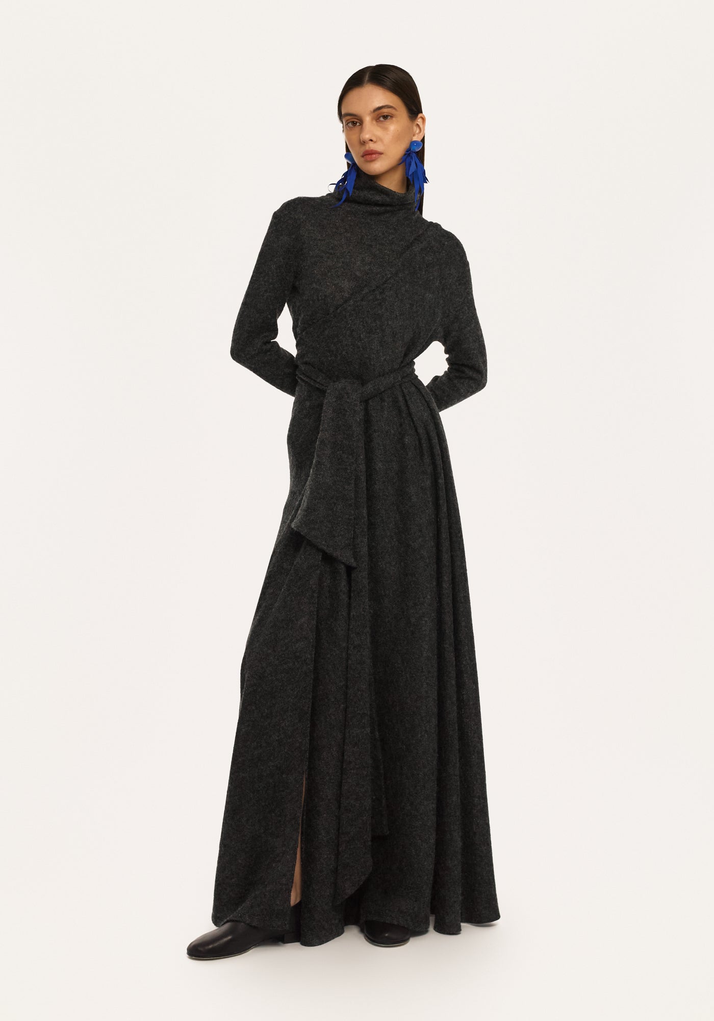 Knitted set – dress and long jumper in dark mohair