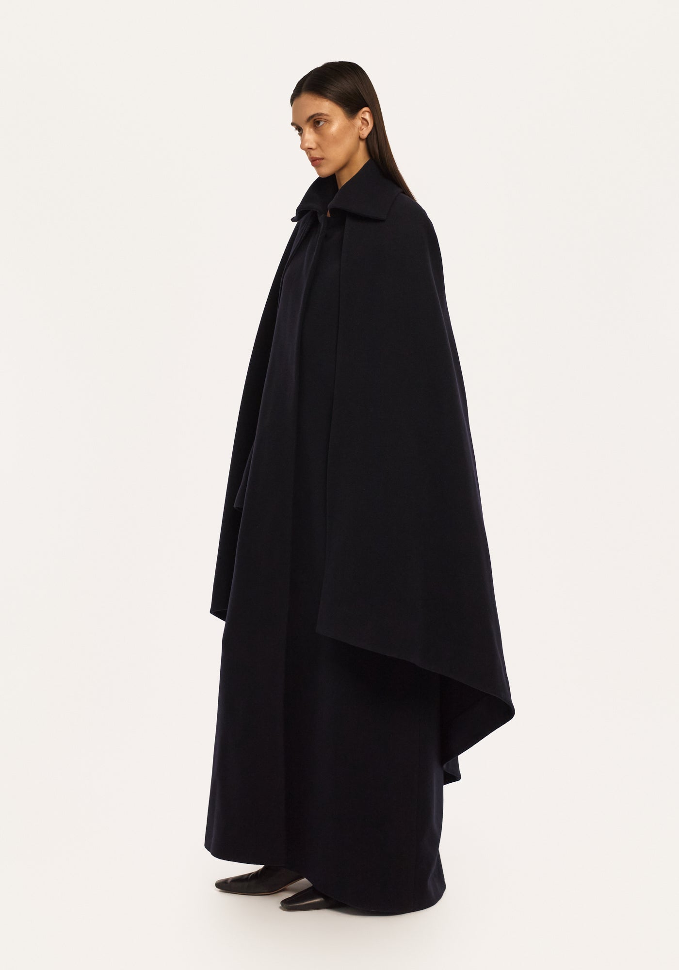 Dark blue wool coat with cape