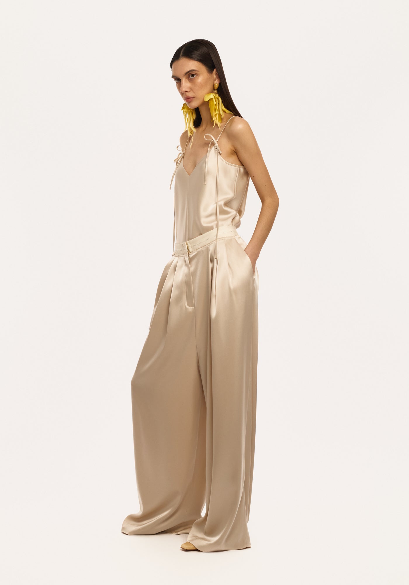 Silk beige pants