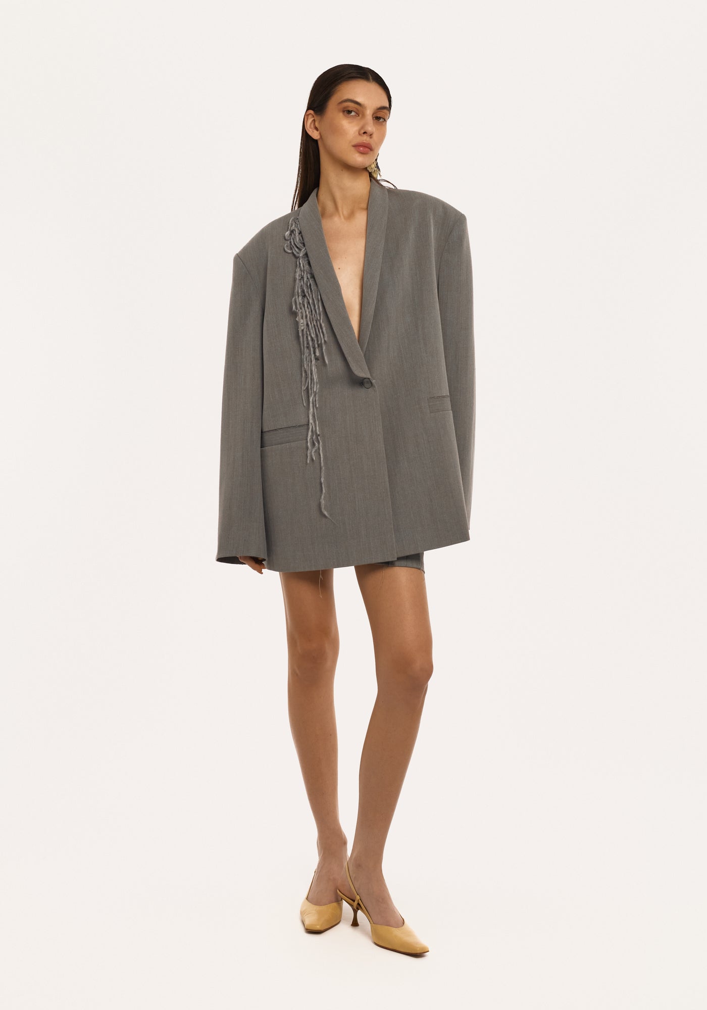 Grey jacket with embroidery