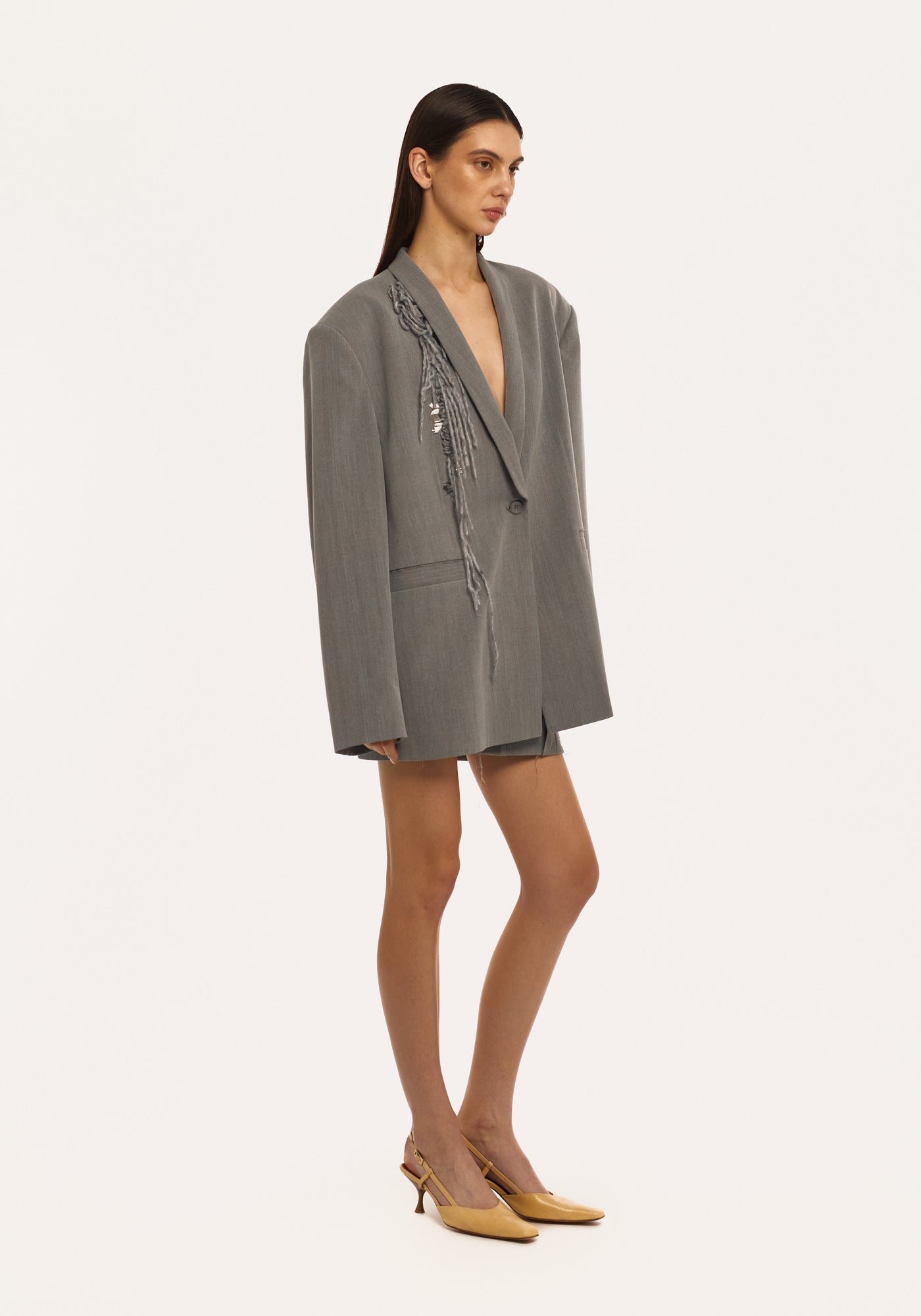 Grey jacket with embroidery