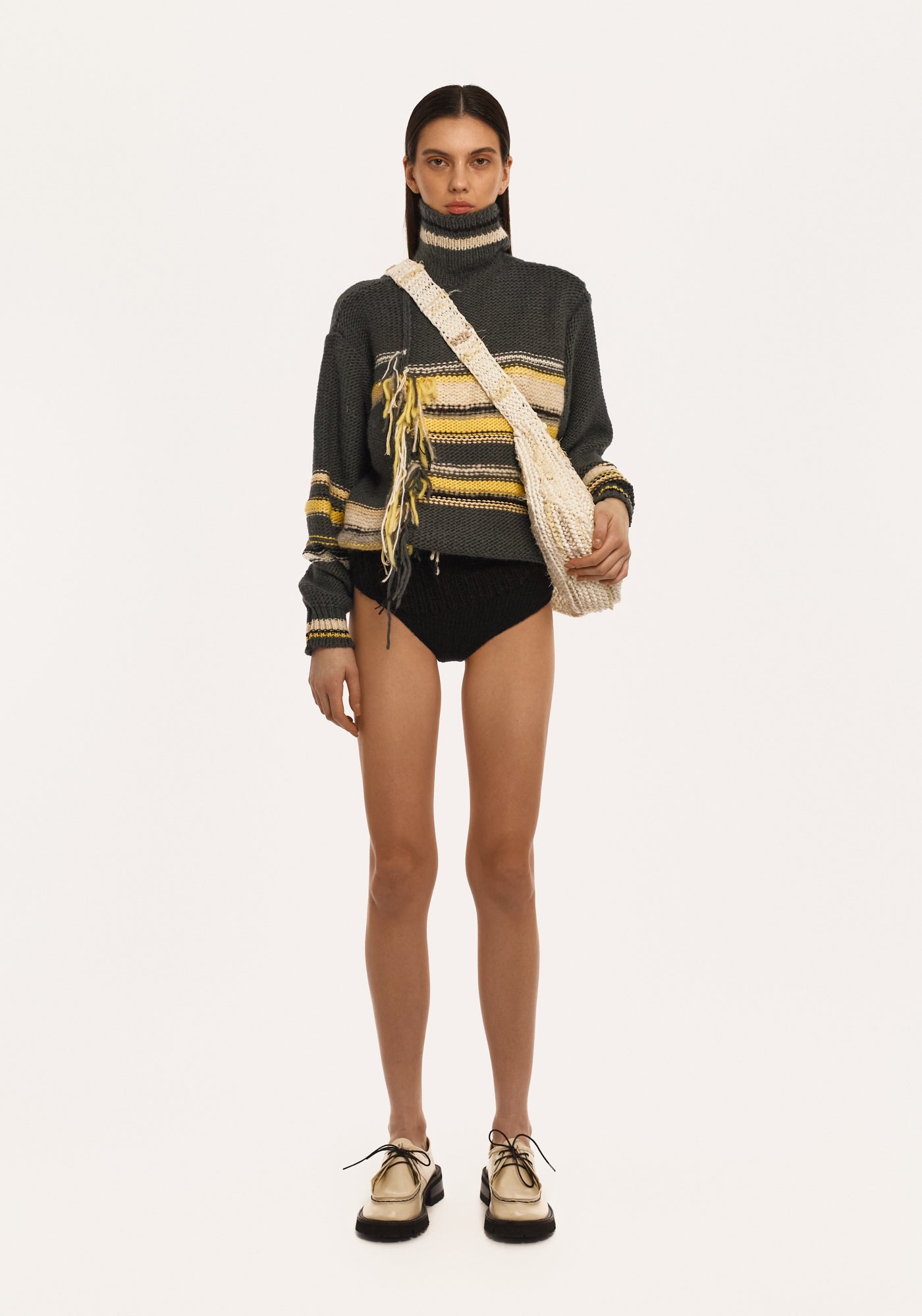 Grey striped handmade sweater