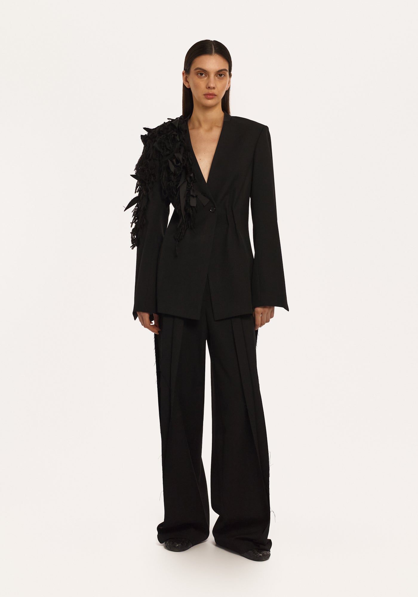 Black jacket with craft embroidery