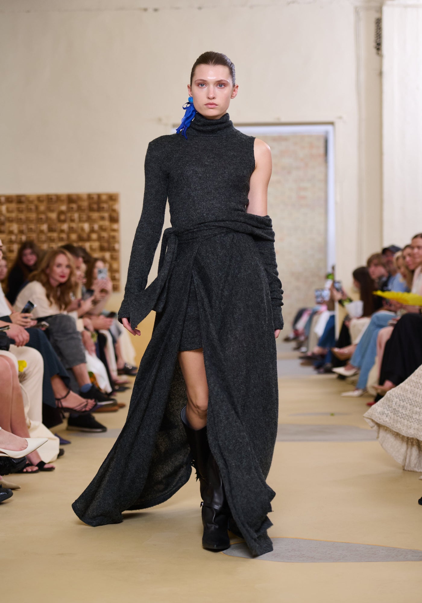 Knitted set – dress and long jumper in dark mohair