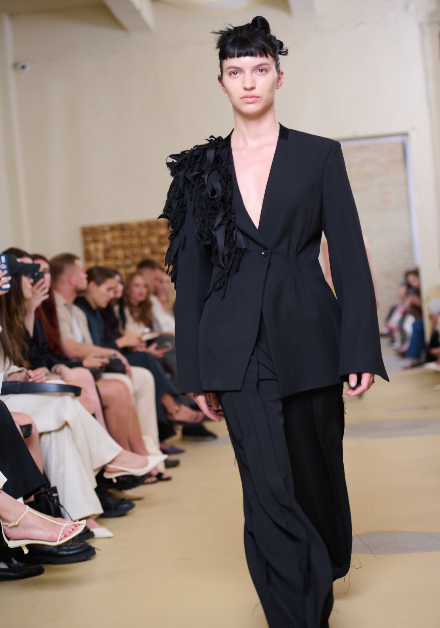 Black jacket with craft embroidery