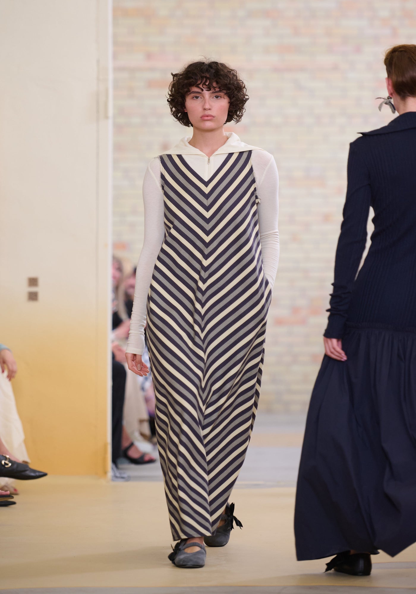 Striped jeans jumper-dress