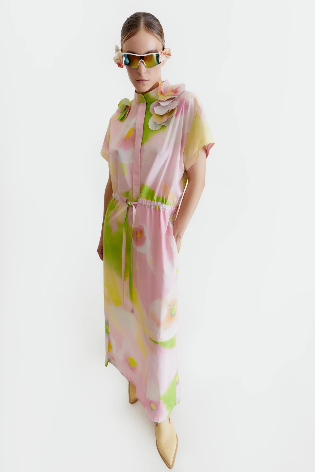 Flowerful cotton shirt-dress
