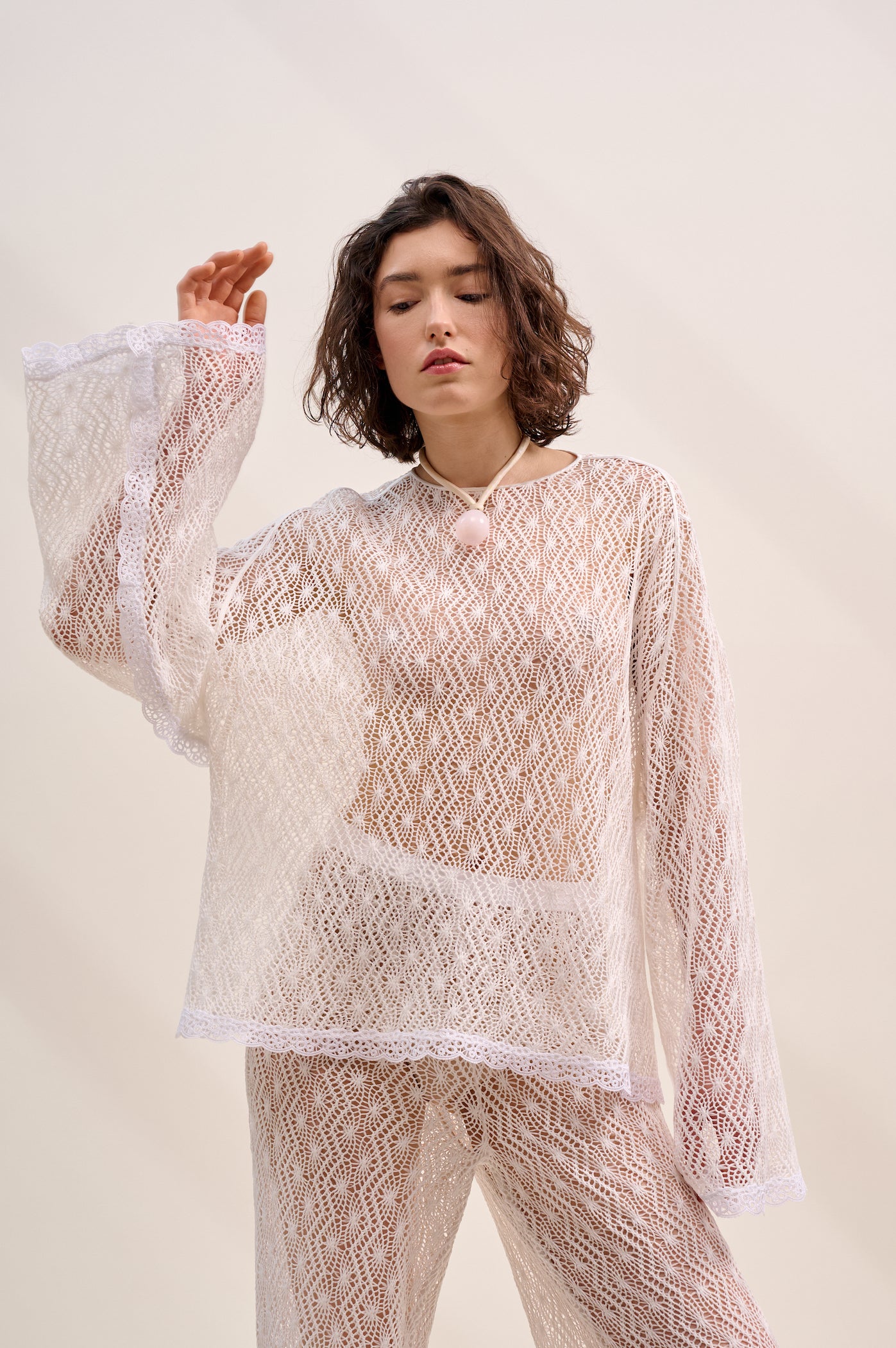 White openwork blouse