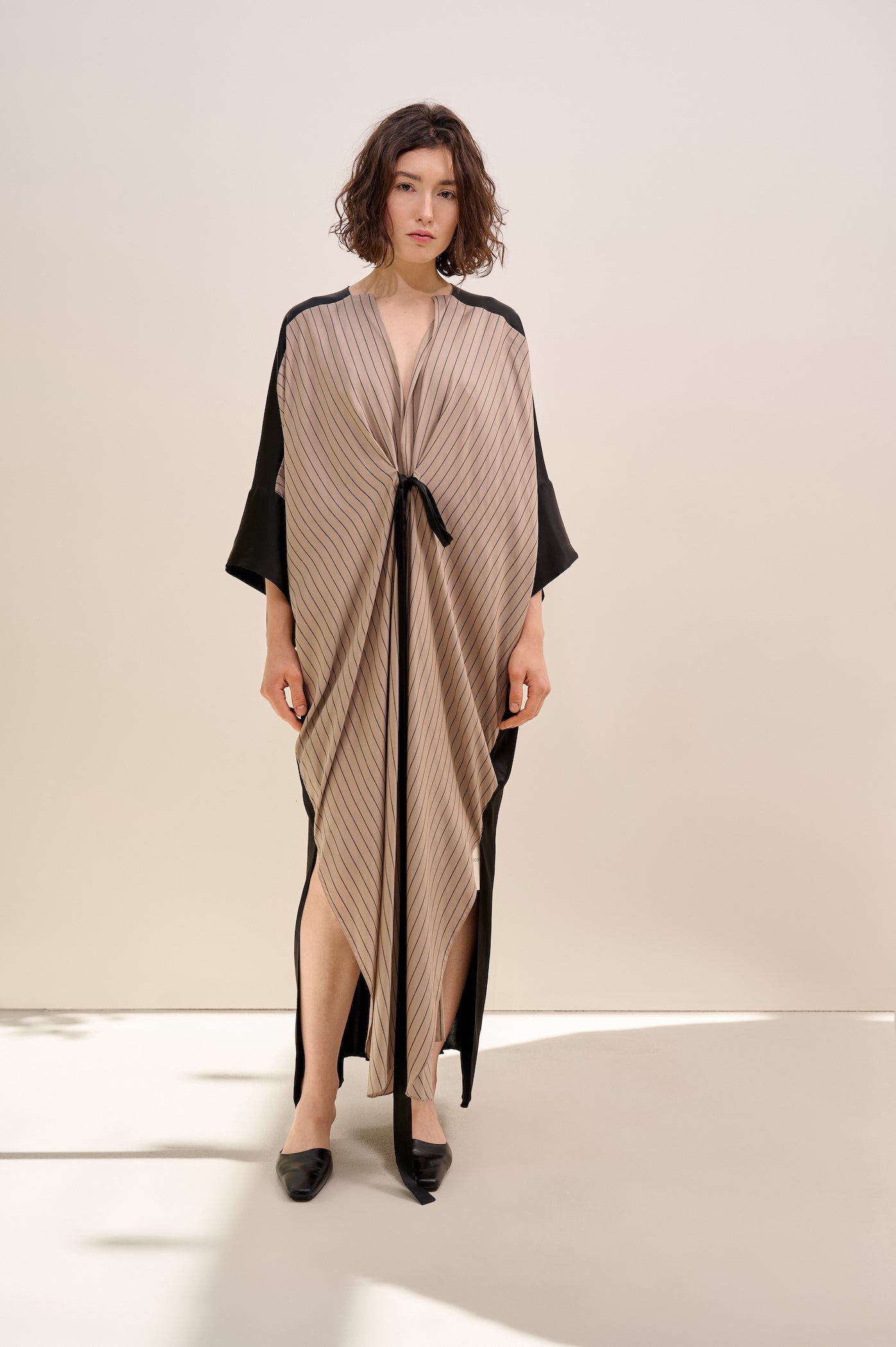 Striped poncho-dress