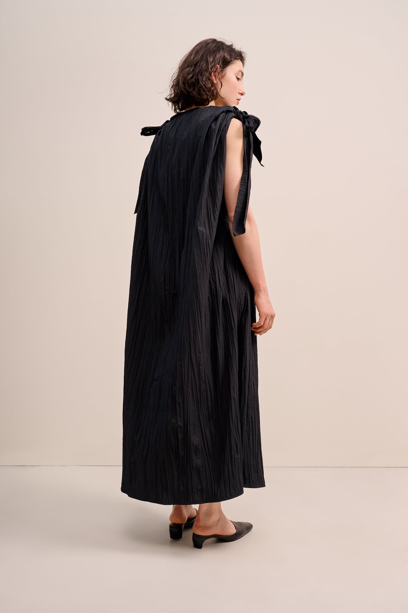 Crush cotton cape dress