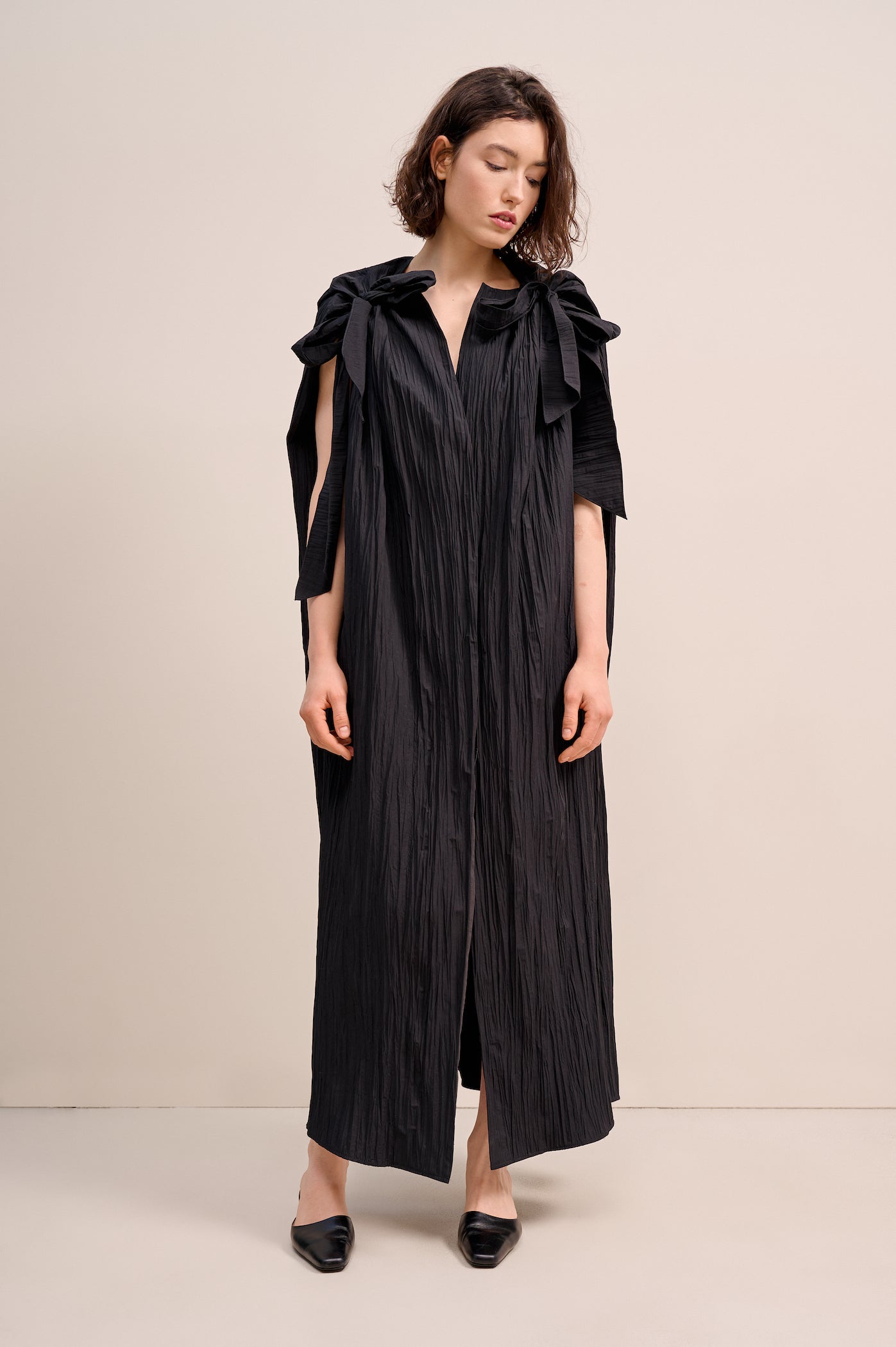 Crush cotton cape dress