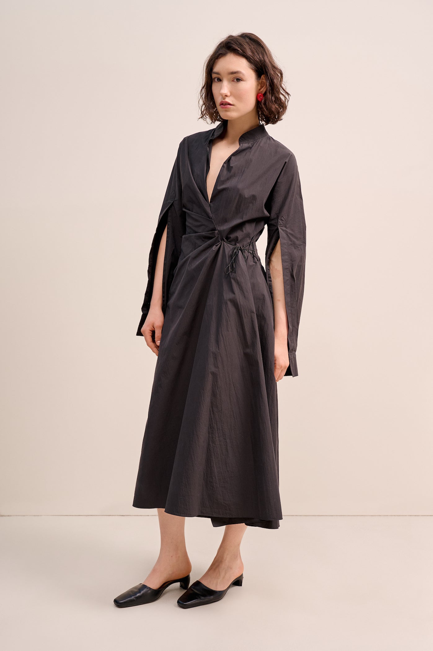 Black asymmetric dress-shirt