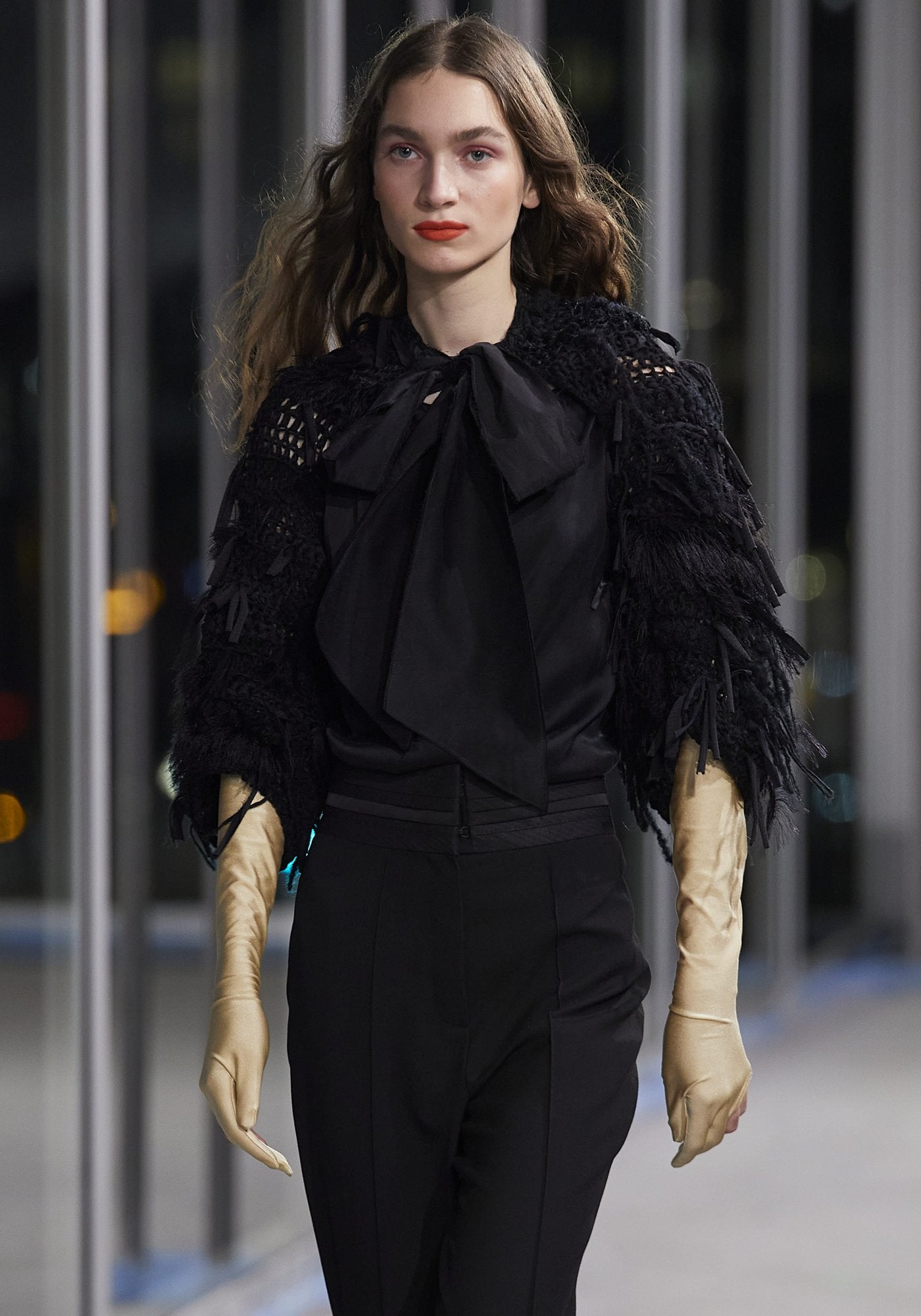 Hand crafted black knitted bolero-sleeves