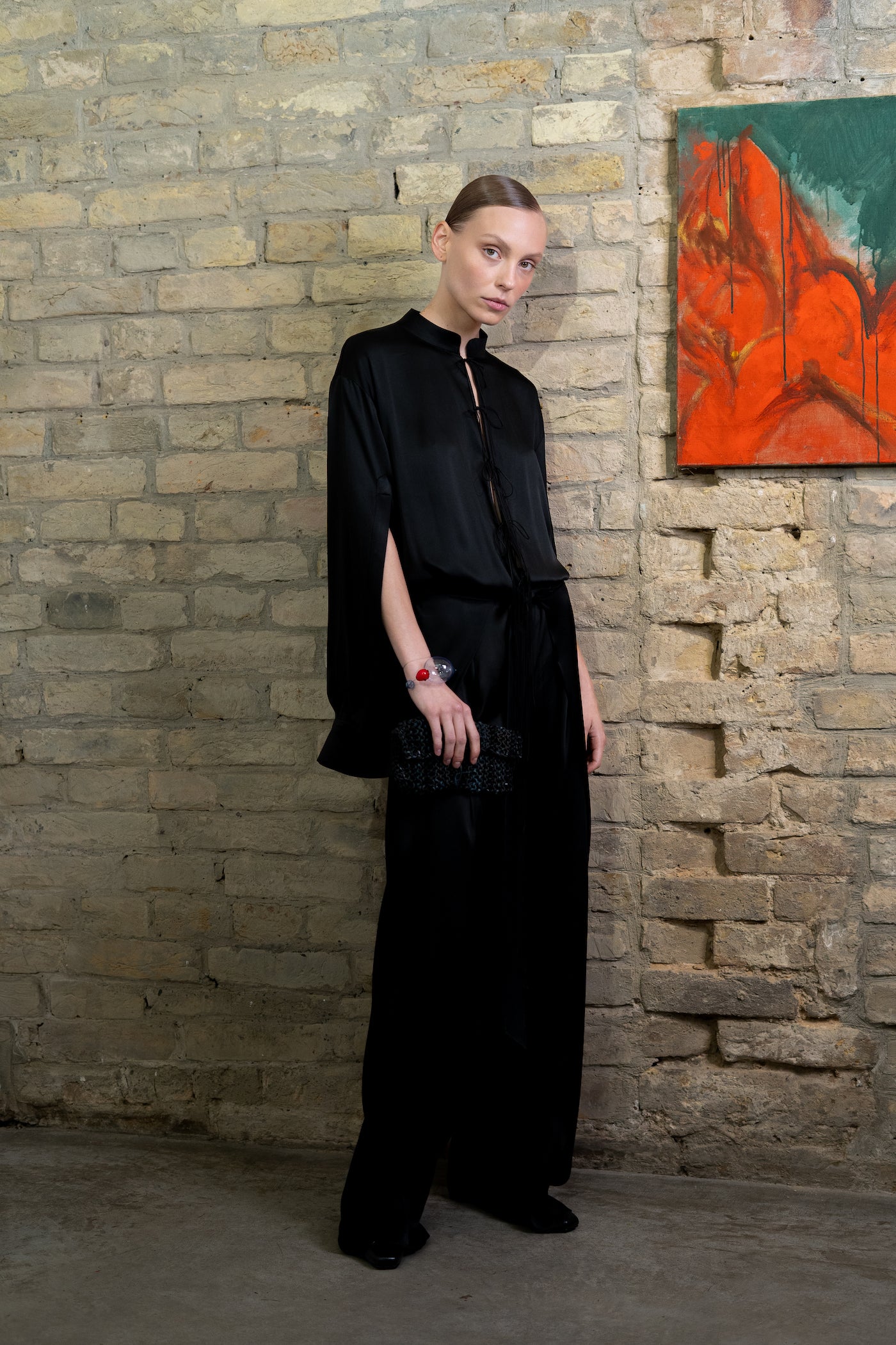 Black silk jumpsuit