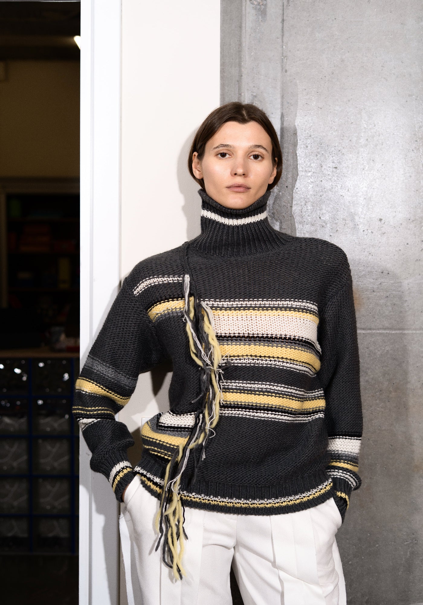 Grey striped handmade sweater | Private