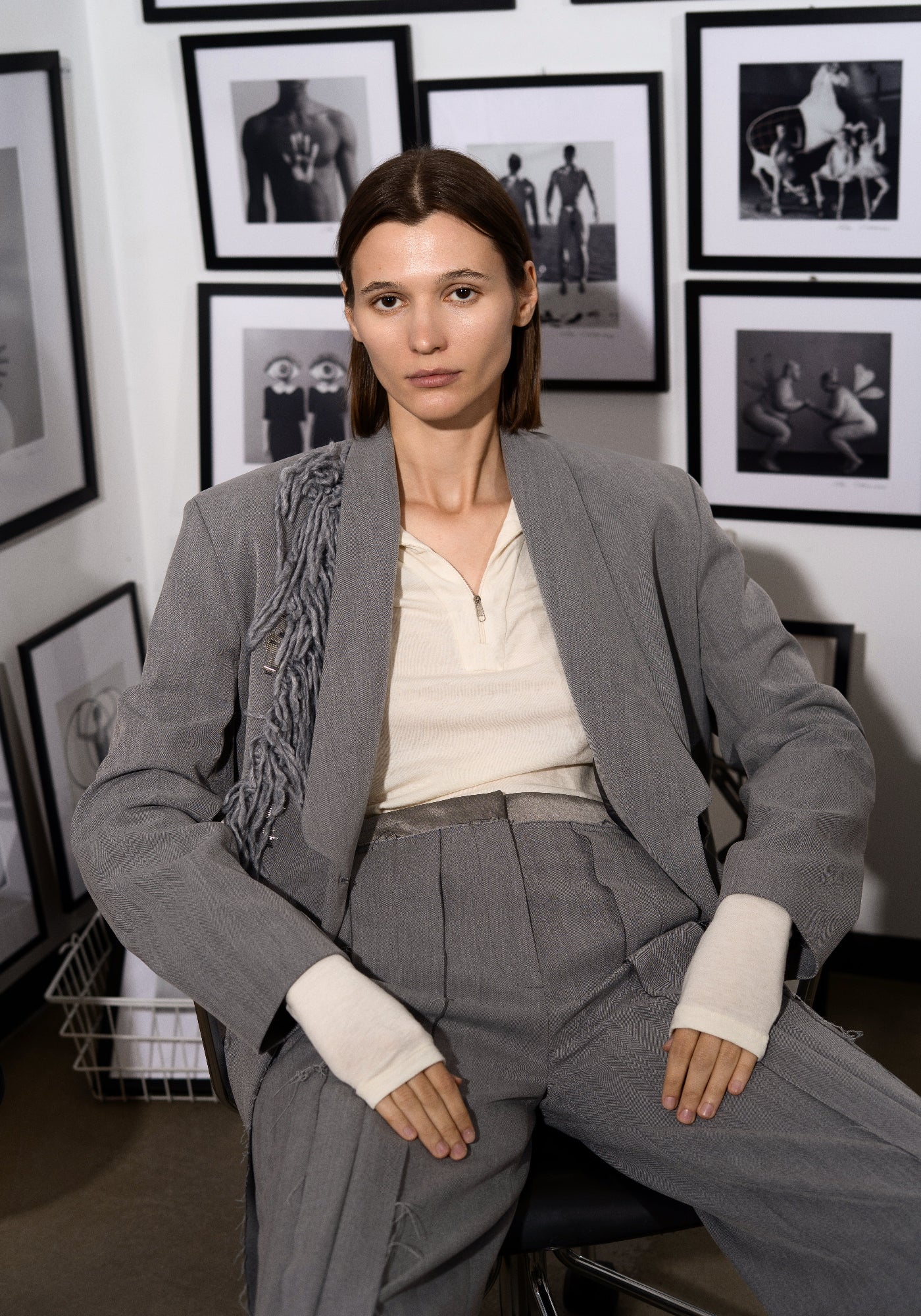 Grey jacket with embroidery