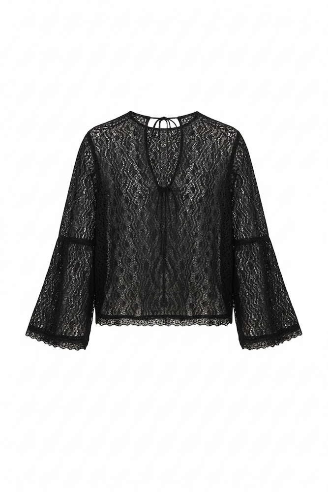 Black openwork blouse