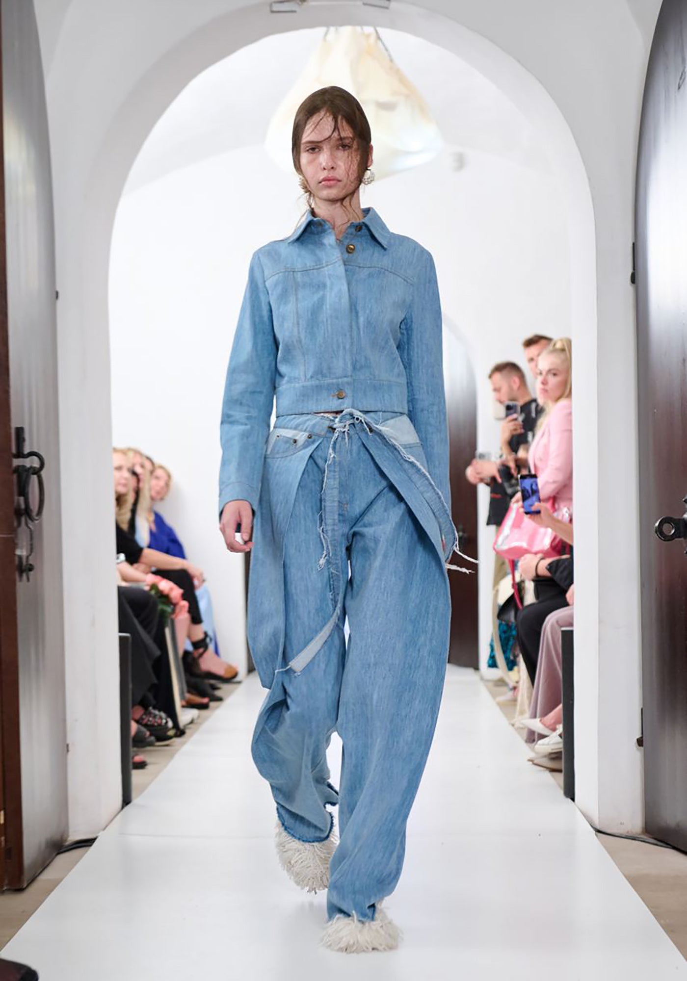 Blue jeans with a wrap