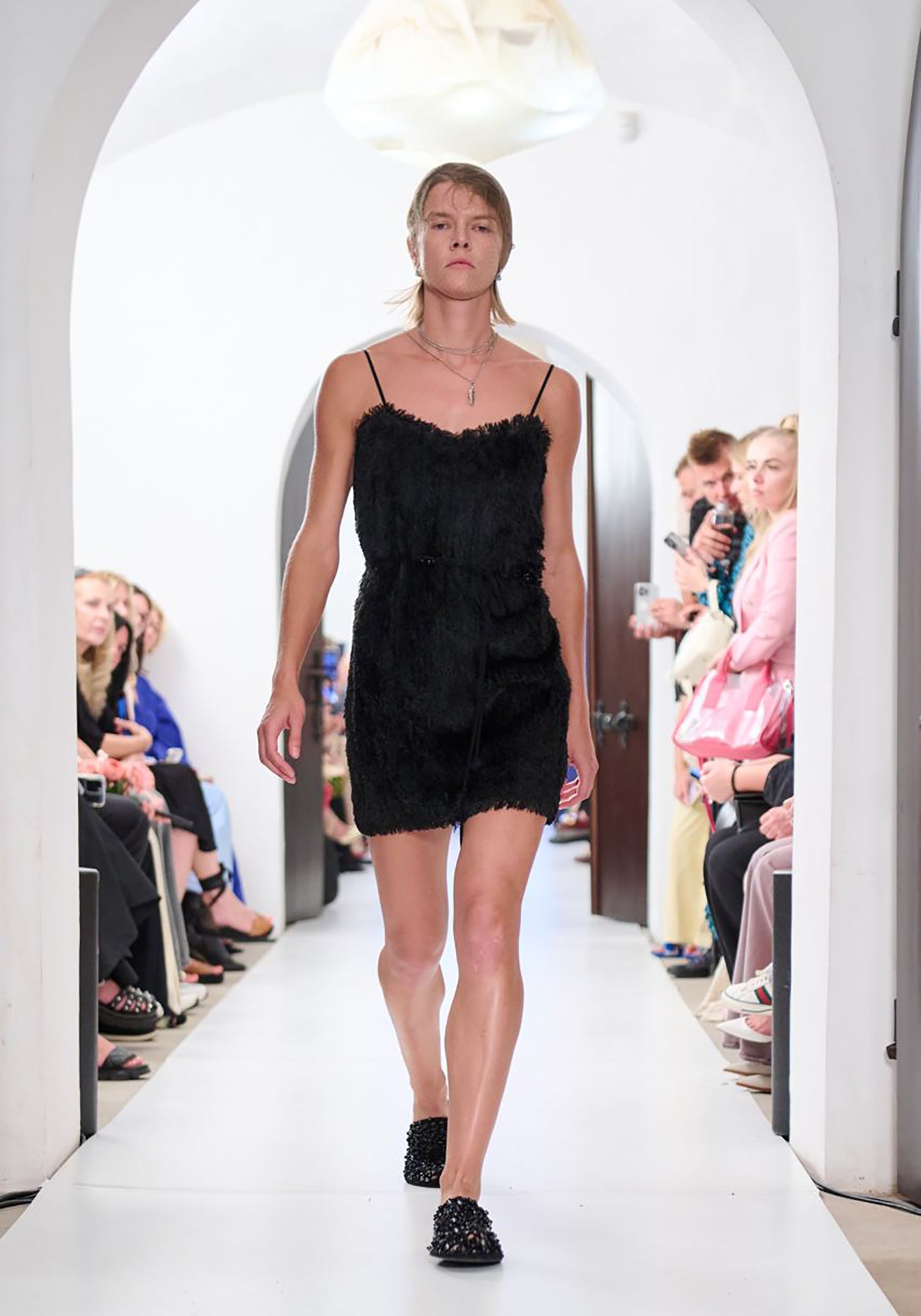 Black mini dress "silk threads"