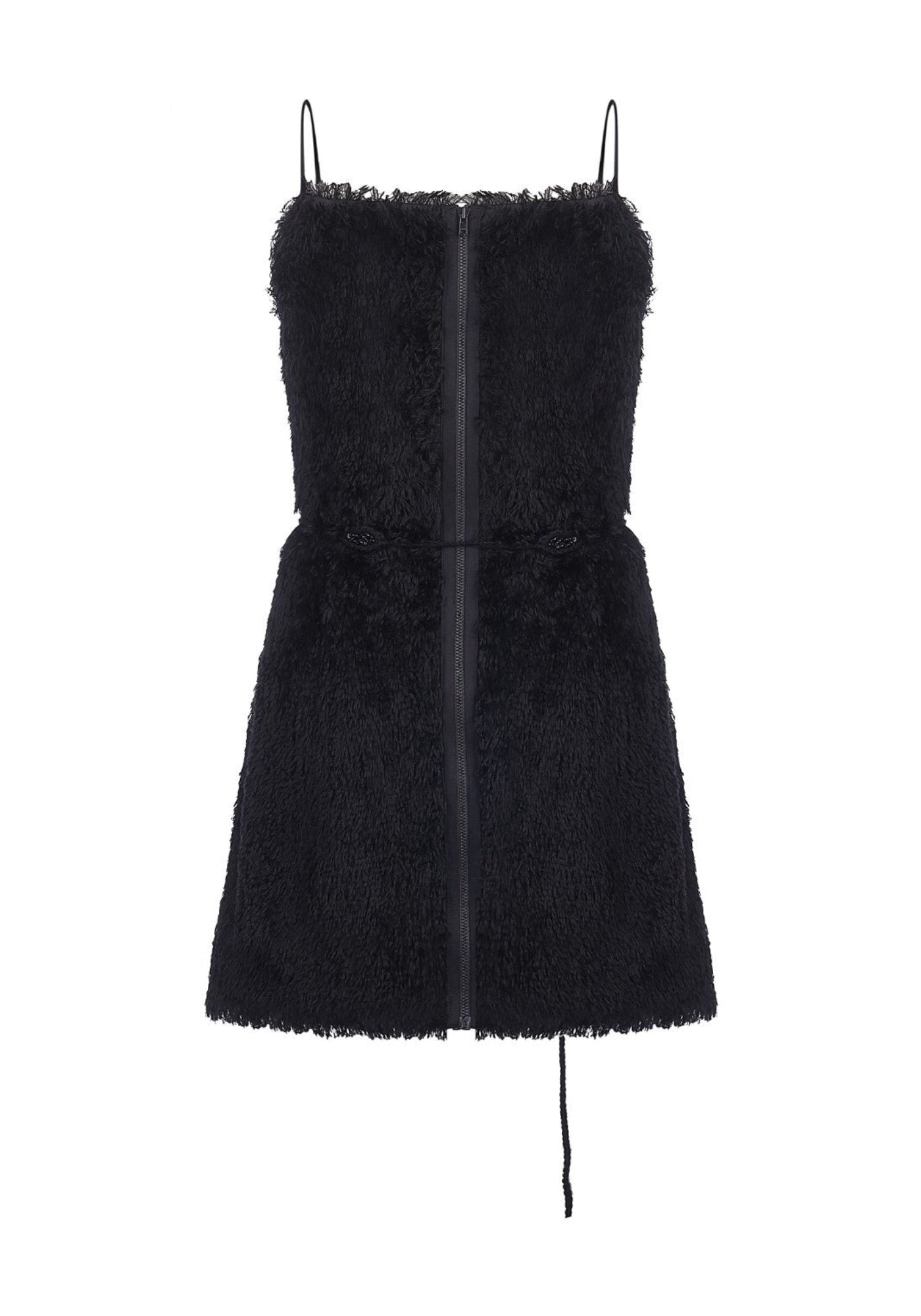 Black mini dress "silk threads"