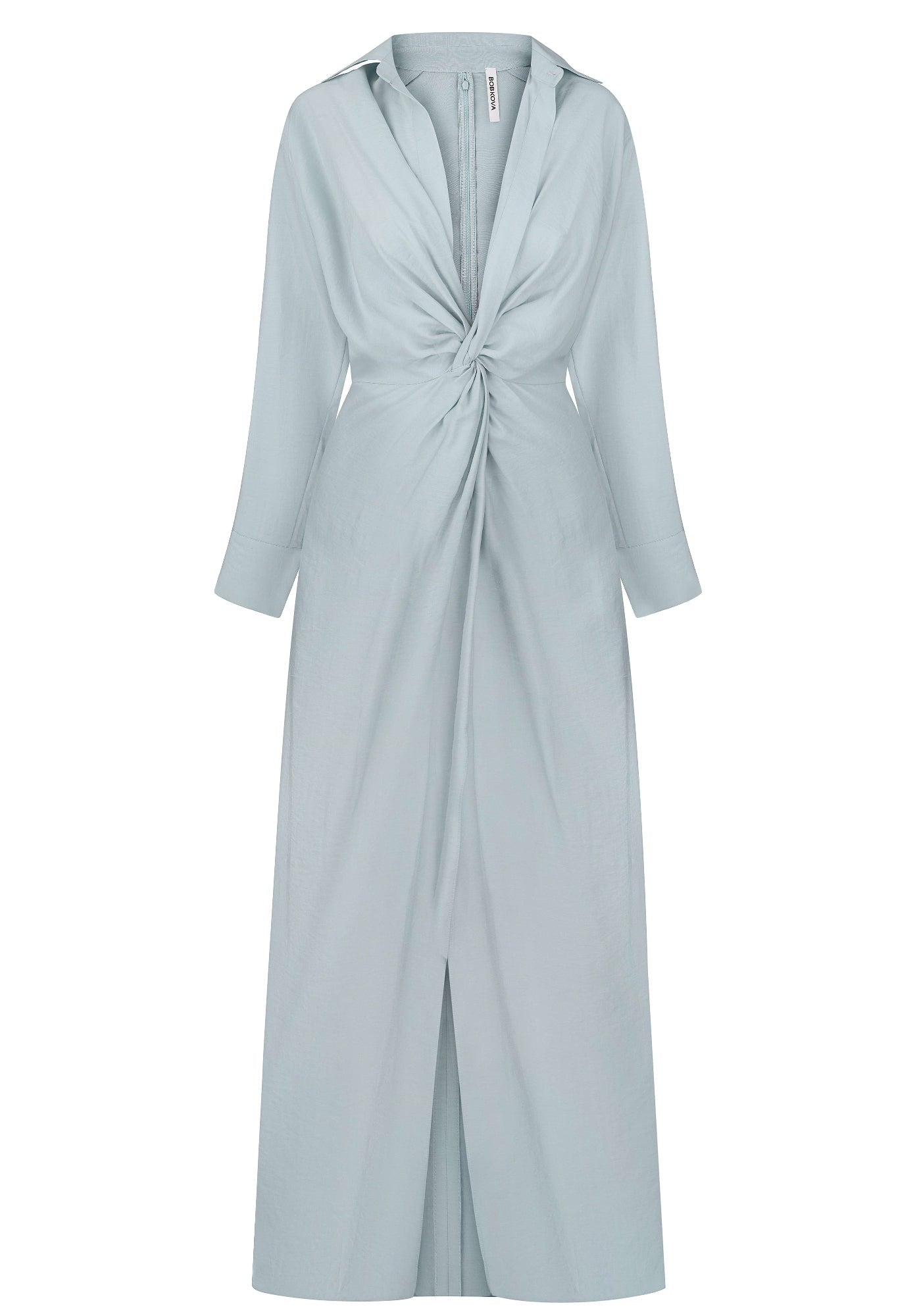 Turquoise shirt dress with a twist