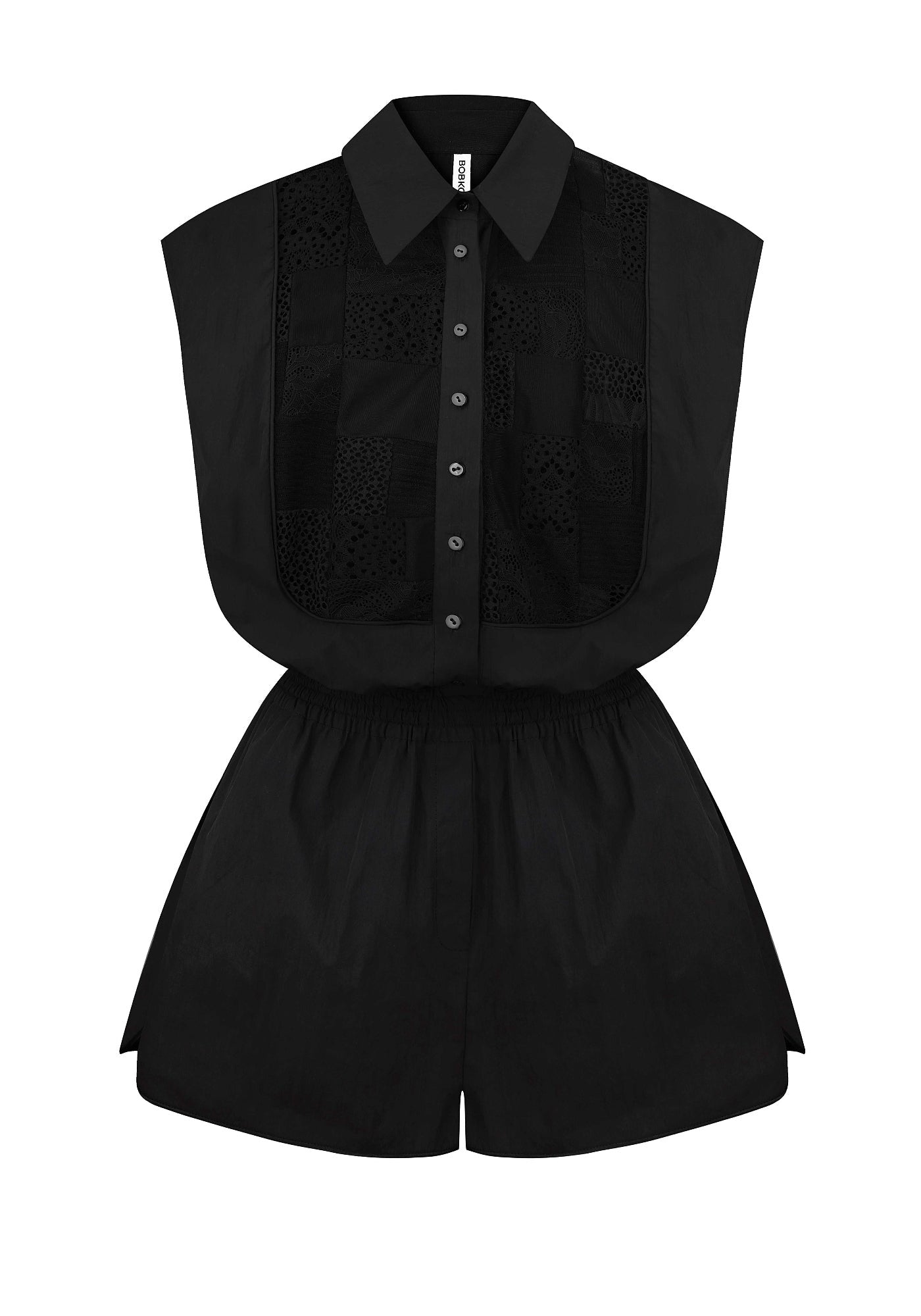 Black patchwork jumpsuit
