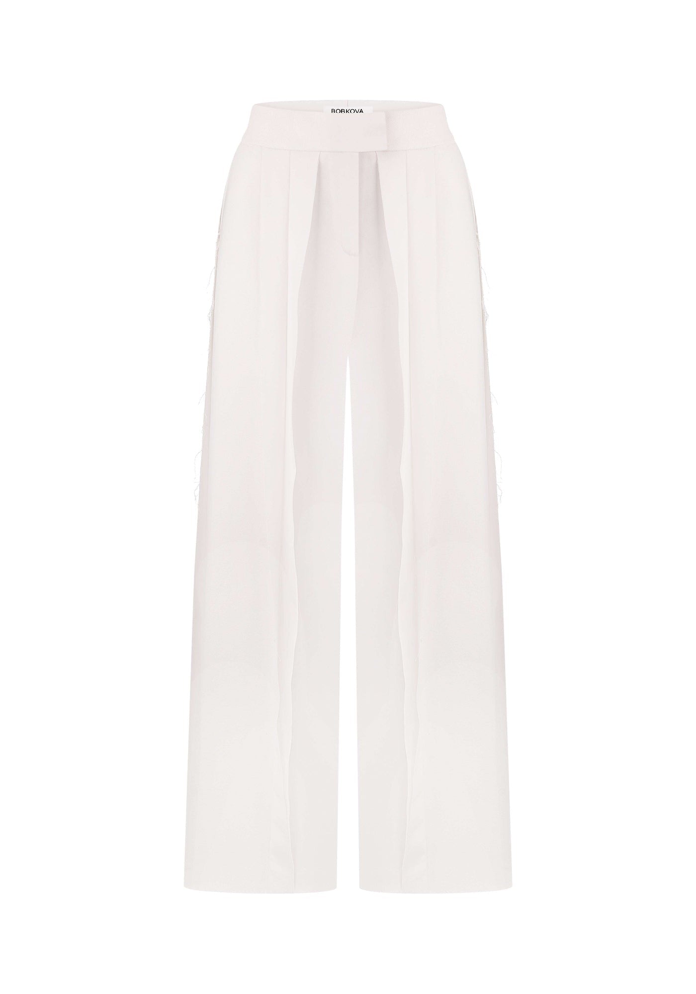 White trousers with raw seams