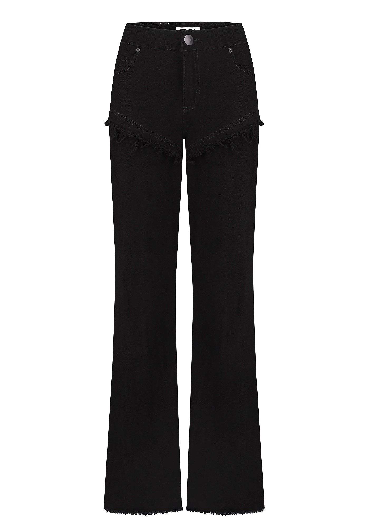 Black jeans with lingerie-like details