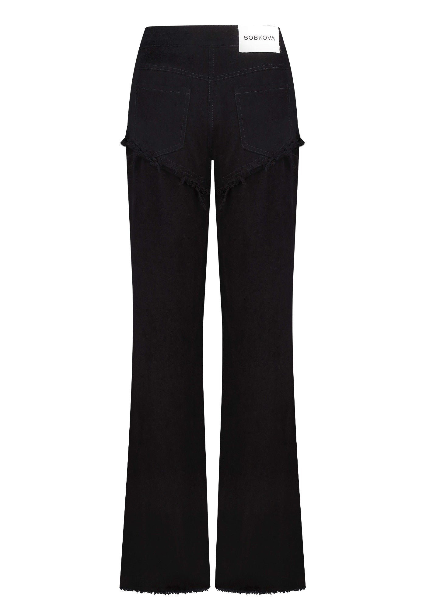 Black jeans with lingerie-like details