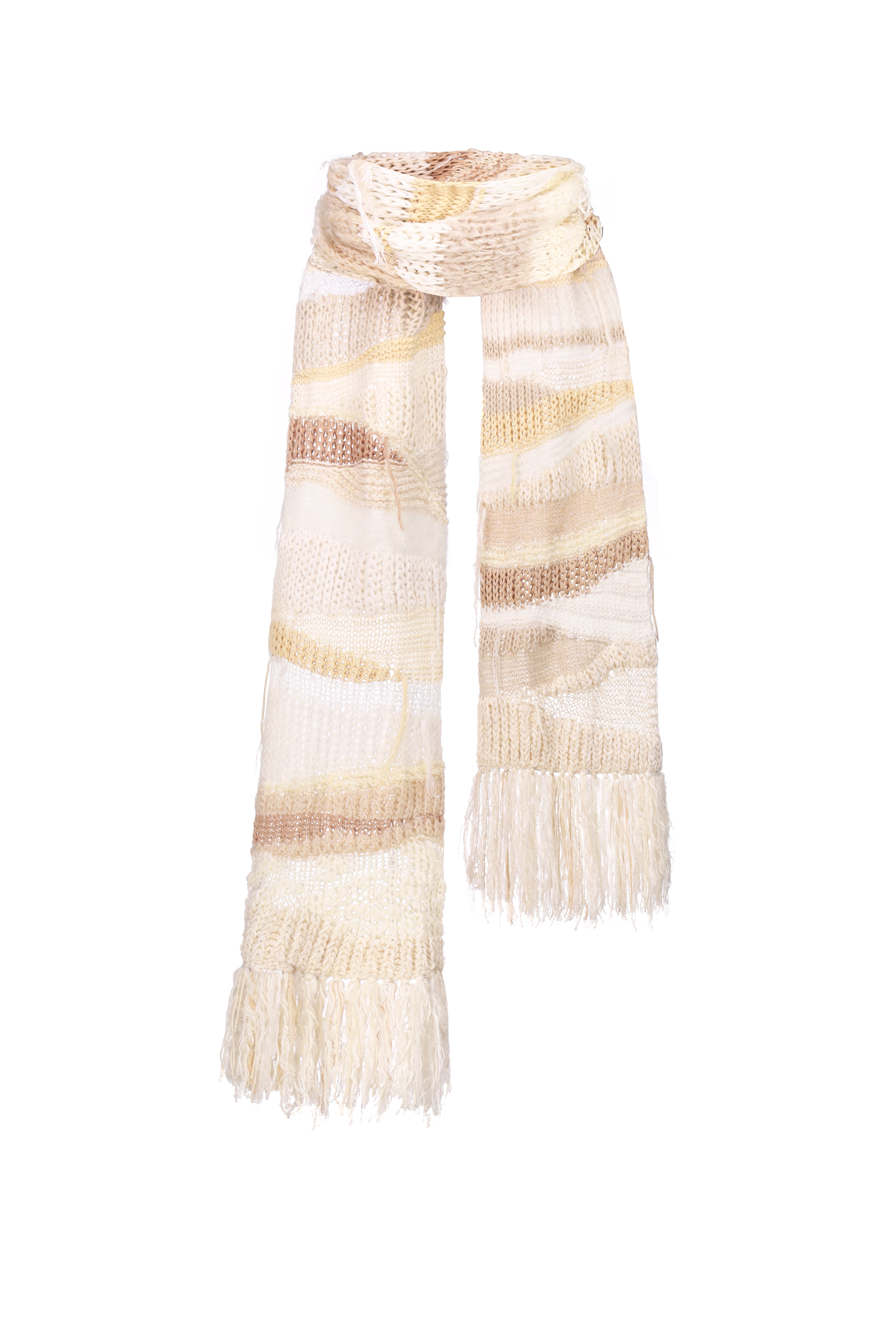 Creamy handmade scarf