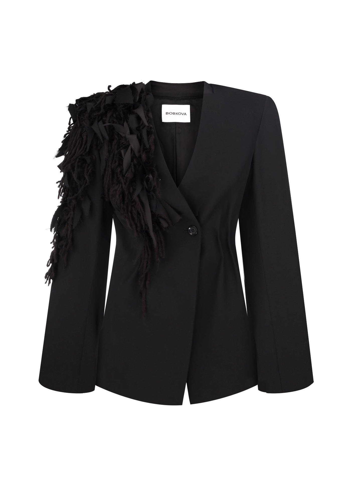 Black jacket with craft embroidery