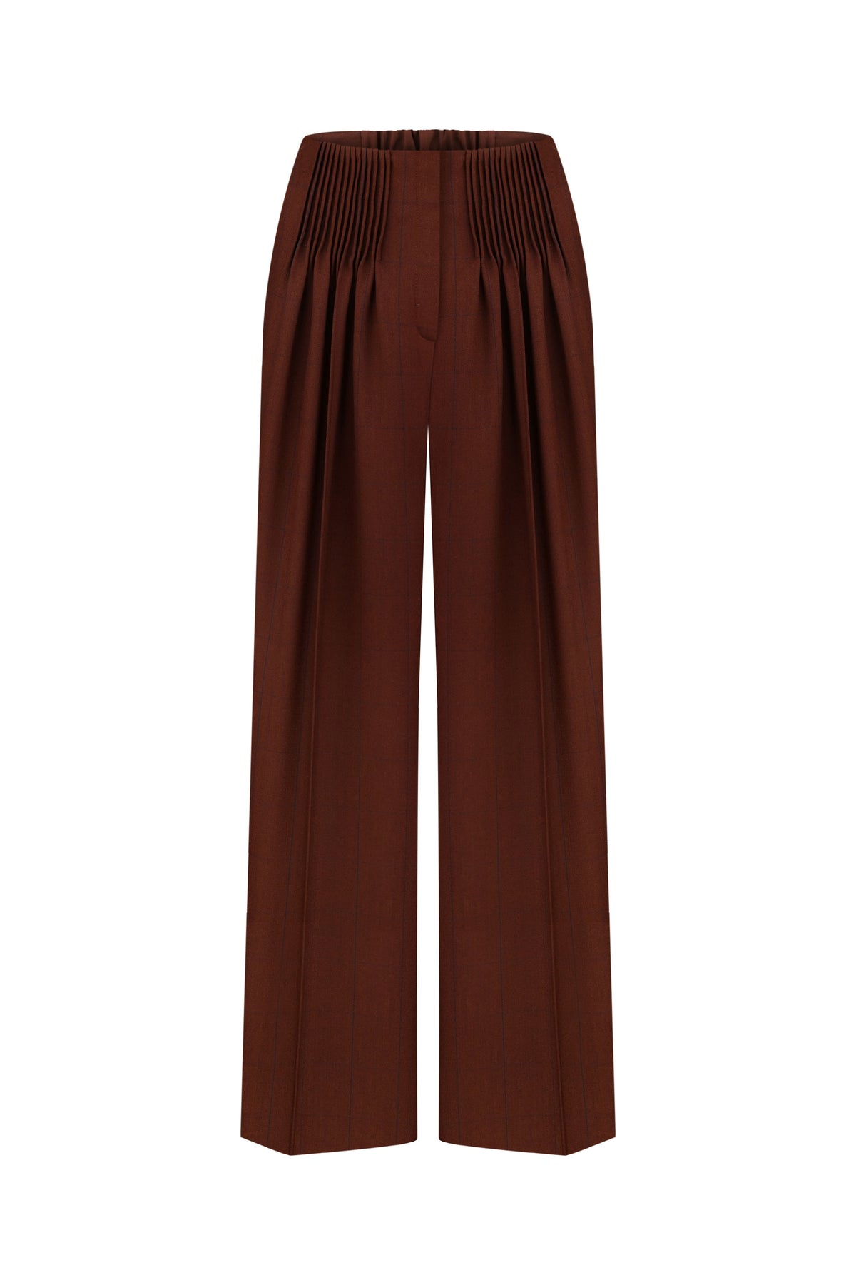Mahogany wide-leg trousers with pleats