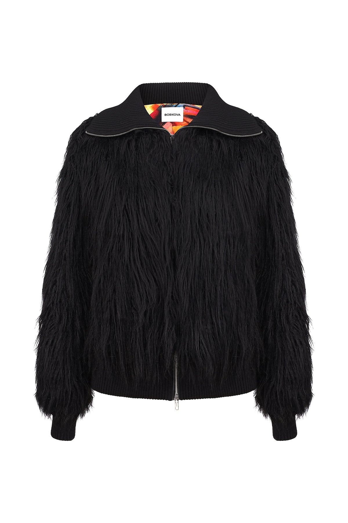Black fur bomber