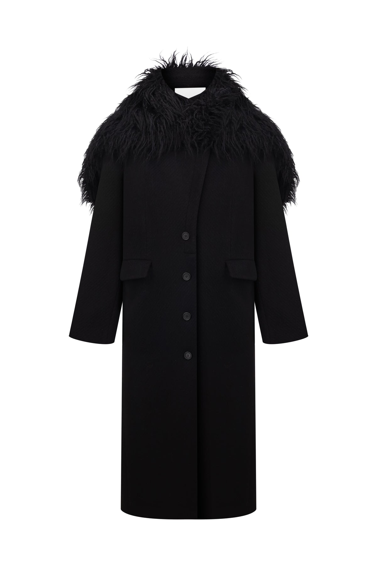 Black coat with removable fur detail