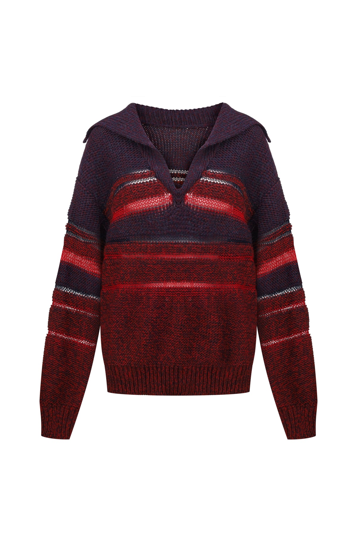 Garnet sweater with a wide collar