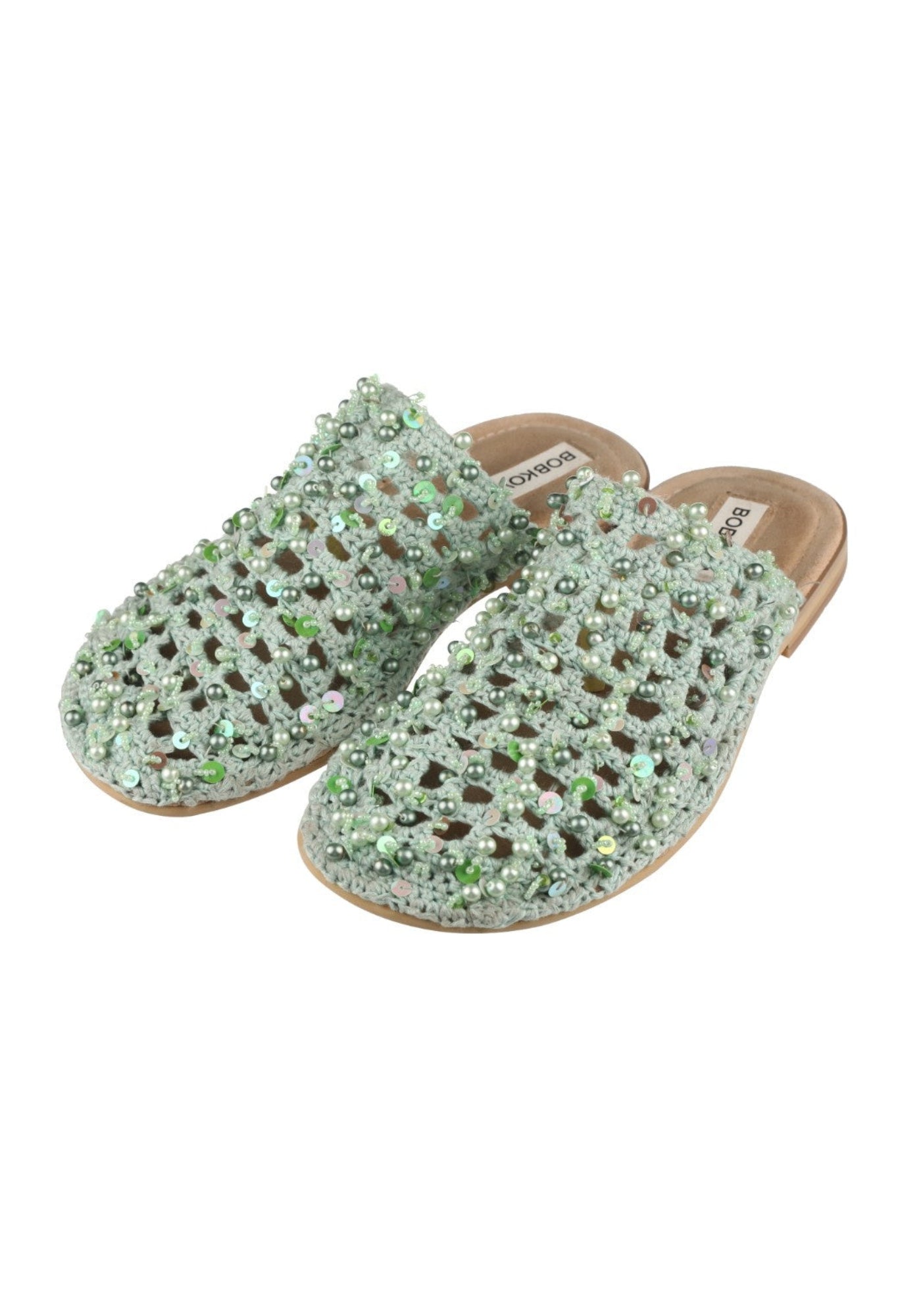 Lettuce embroidered mules